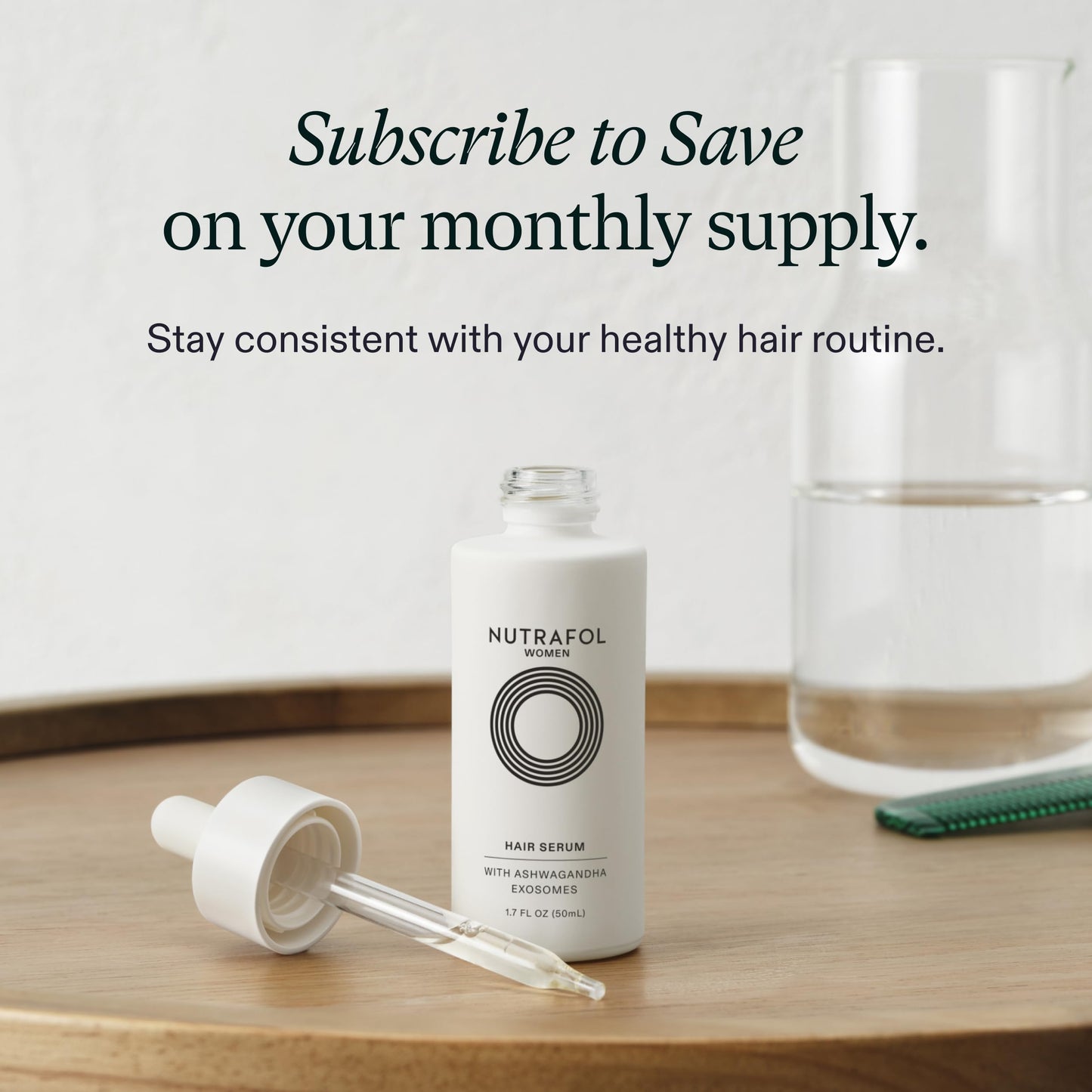 Nutrafol Women's Hair Serum, Supports Visibly Thicker and Stronger Hair, Vegan, Lightweight and Fast-Absorbing - 1.7 Fl Oz, 1 Bottle