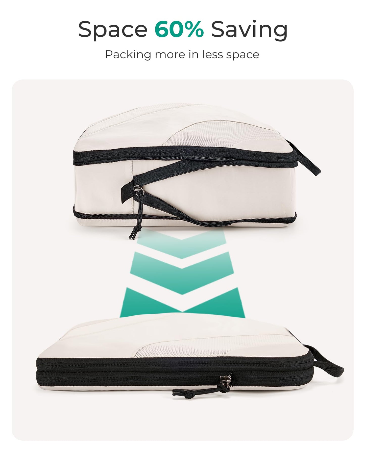 BAGSMART Compression Packing Cubes 6 Set – Lightweight Travel Suitcase Organizers Bag Set for Luggage, White Opal