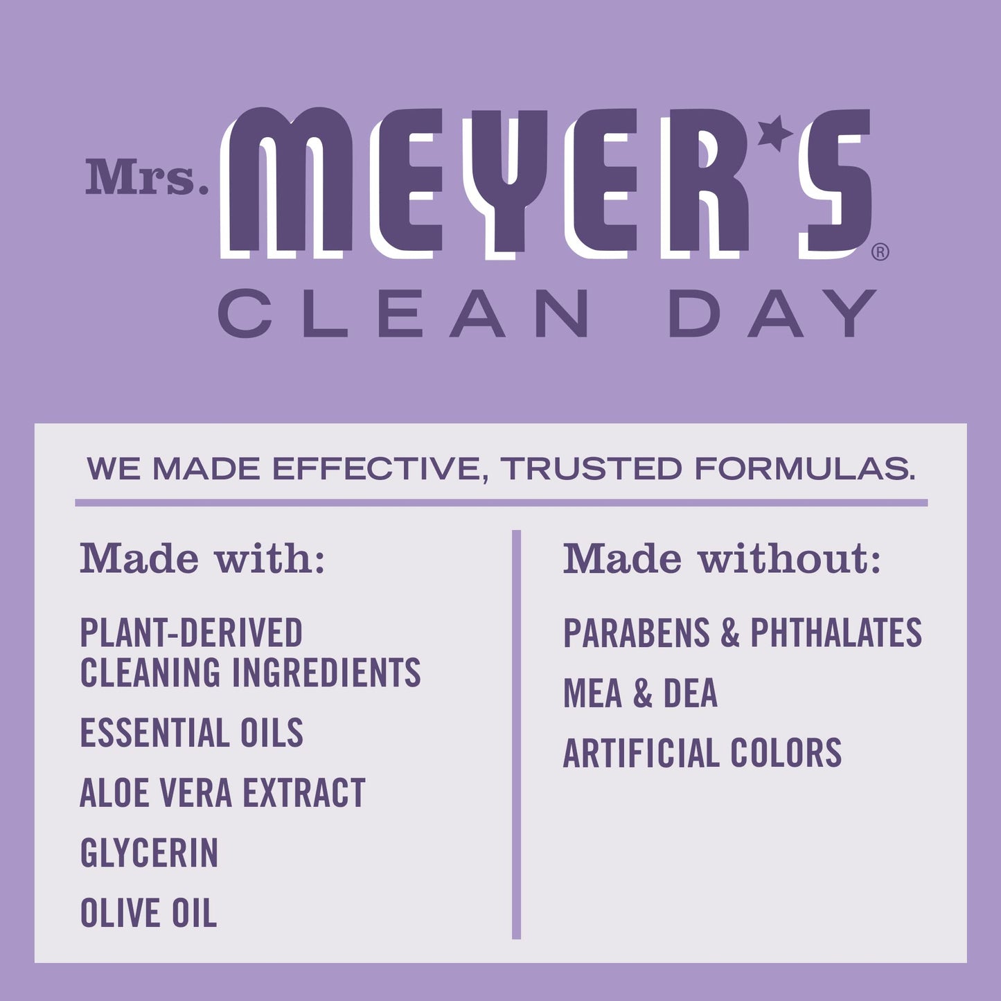 MRS. MEYER'S CLEAN DAY Hand Soap, Made with Essential Oils, Biodegradable Formula, Lilac, 12.5 fl. oz