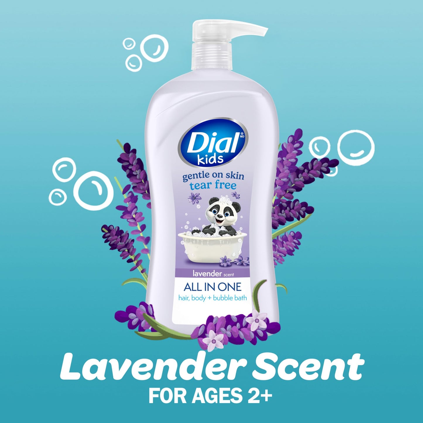 Dial Kids 3-in-1 Body+Hair+Bubble Bath, Lavender Scent, 32 fl oz