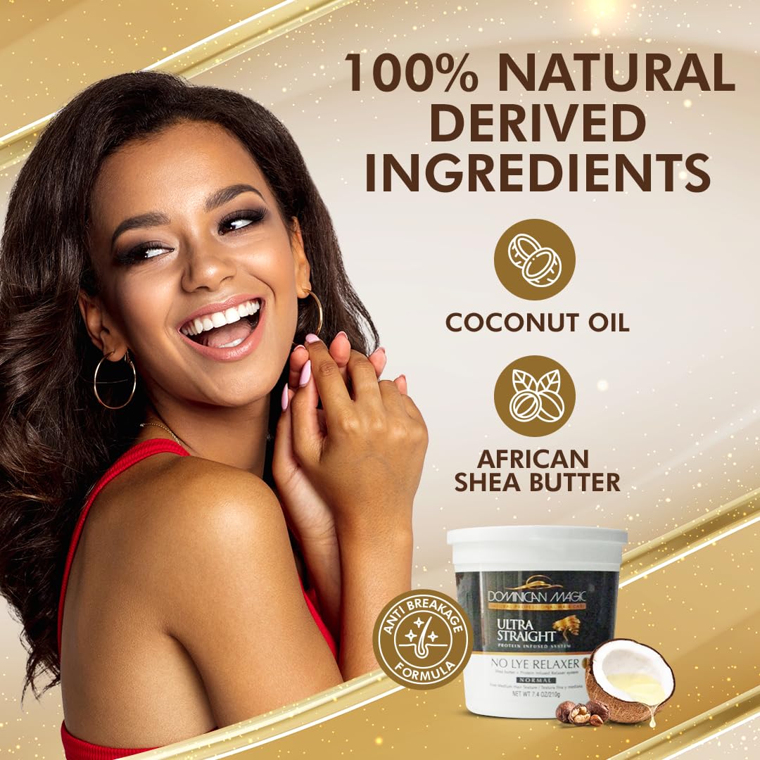 Dominican Magic Ultra Straight No Lye Relaxer 7.4oz – Professional Grade, Normal Strength Formula for Smooth, Frizz-Free, Straight Hair