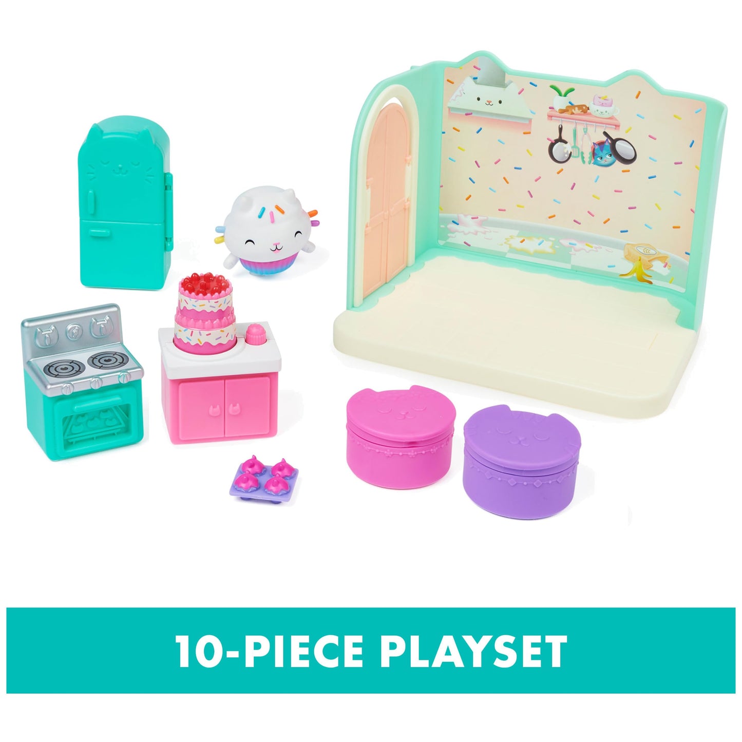 Gabby’s Dollhouse, Bakey with Cakey Kitchen with Figure and 3 Accessories, 3 Furniture and 2 Deliveries, Kids Toys for Ages 3 and up