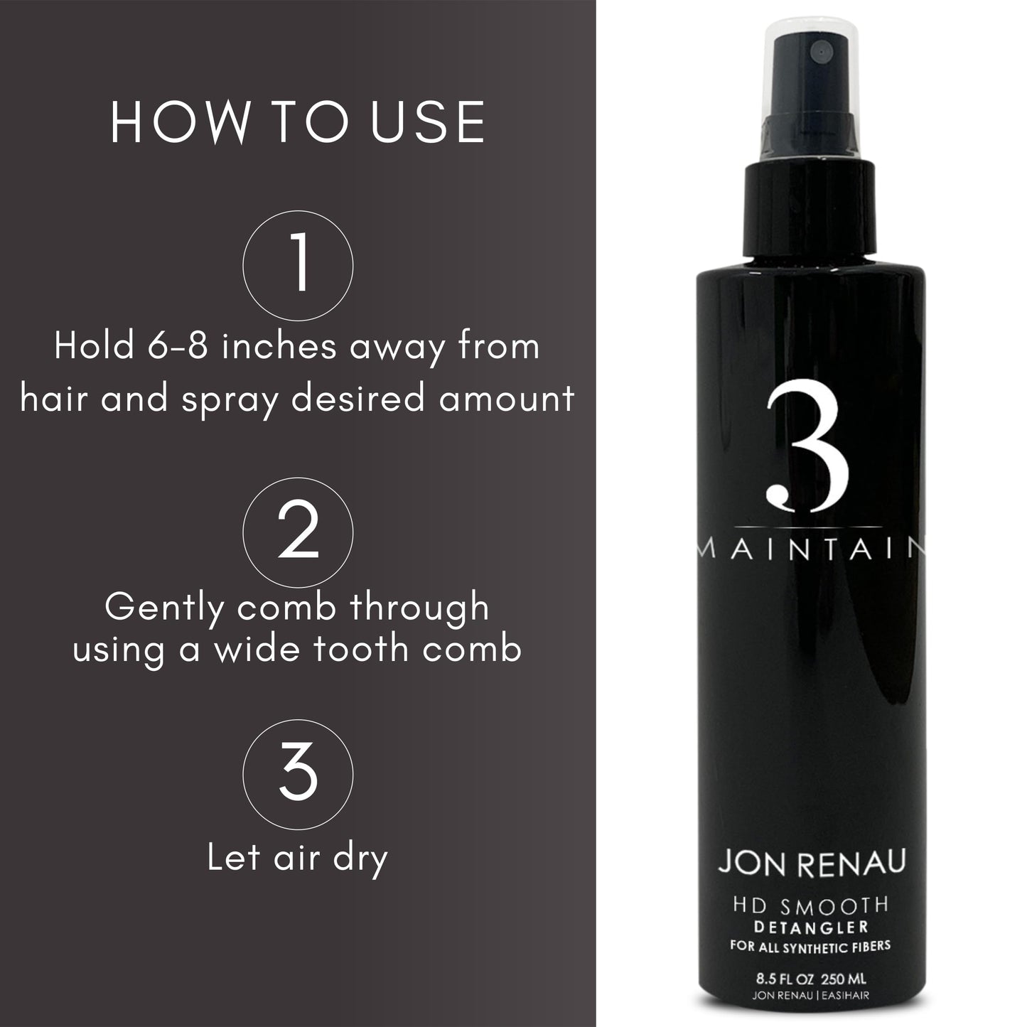 Jon Renau HD Smooth Detangler – Wig Detangler Spray for Synthetic Wigs & Hair, Travel-Size, 8.5 Ounces