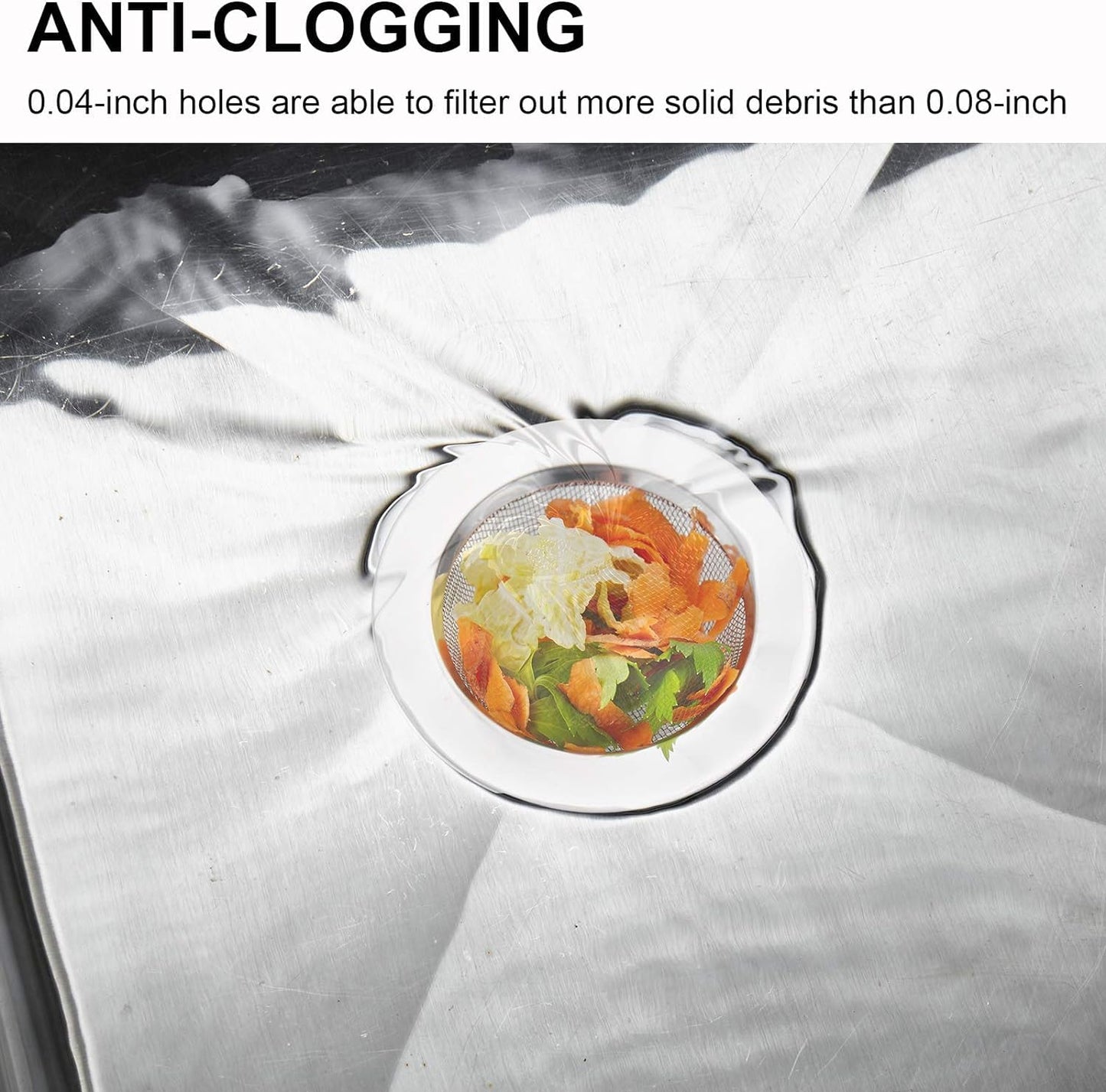 LASSHSWA 2-Pack Stainless Steel Kitchen Sink Strainers – 4.5" Wide Rim Drain Strainers for Kitchen Sinks