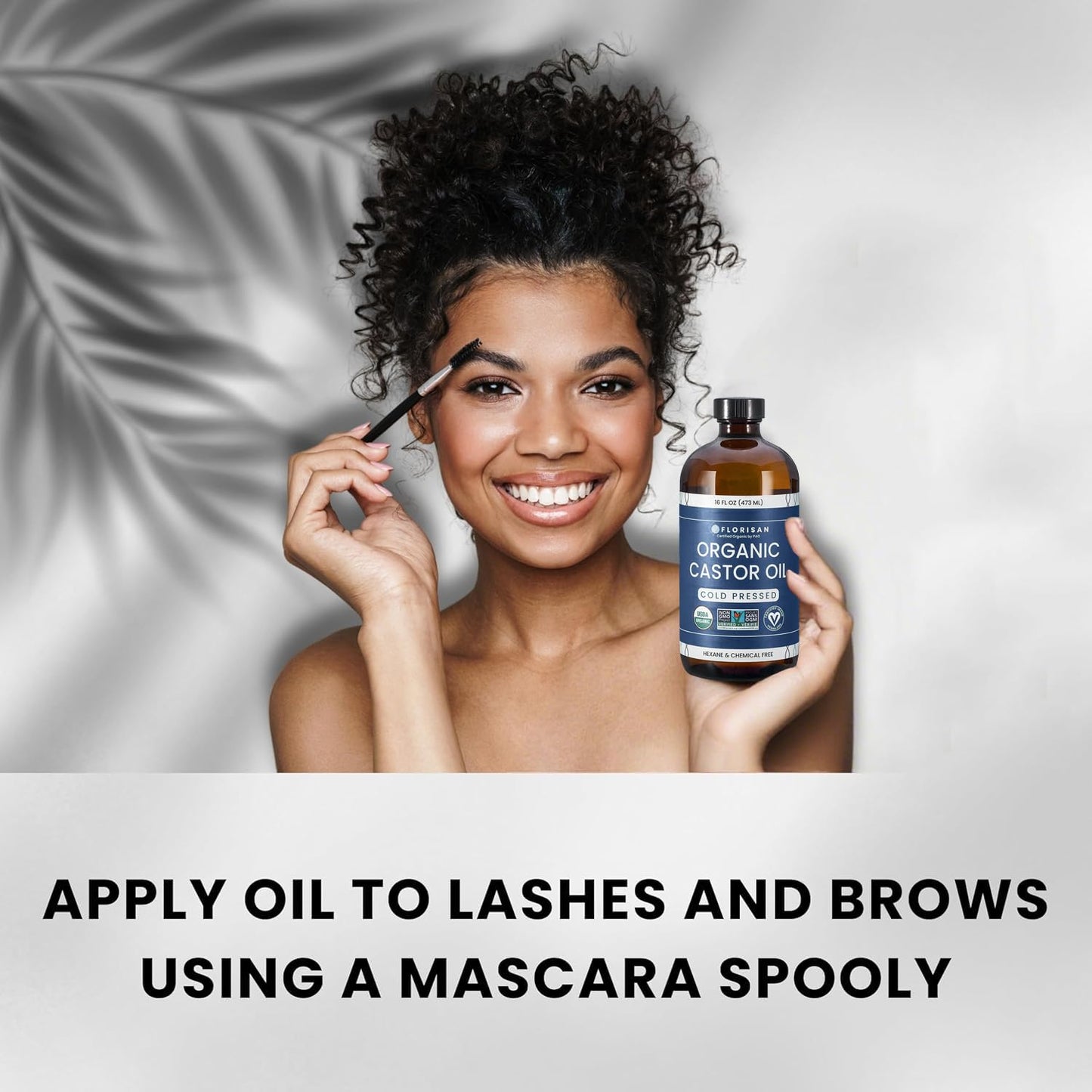 Florisan Organic Castor Oil 16oz – 100% Pure, Cold Pressed, Hexane-Free, Non-GMO Oil for Hair Growth, Skin, Lashes & Brows, USDA & EWG Certified