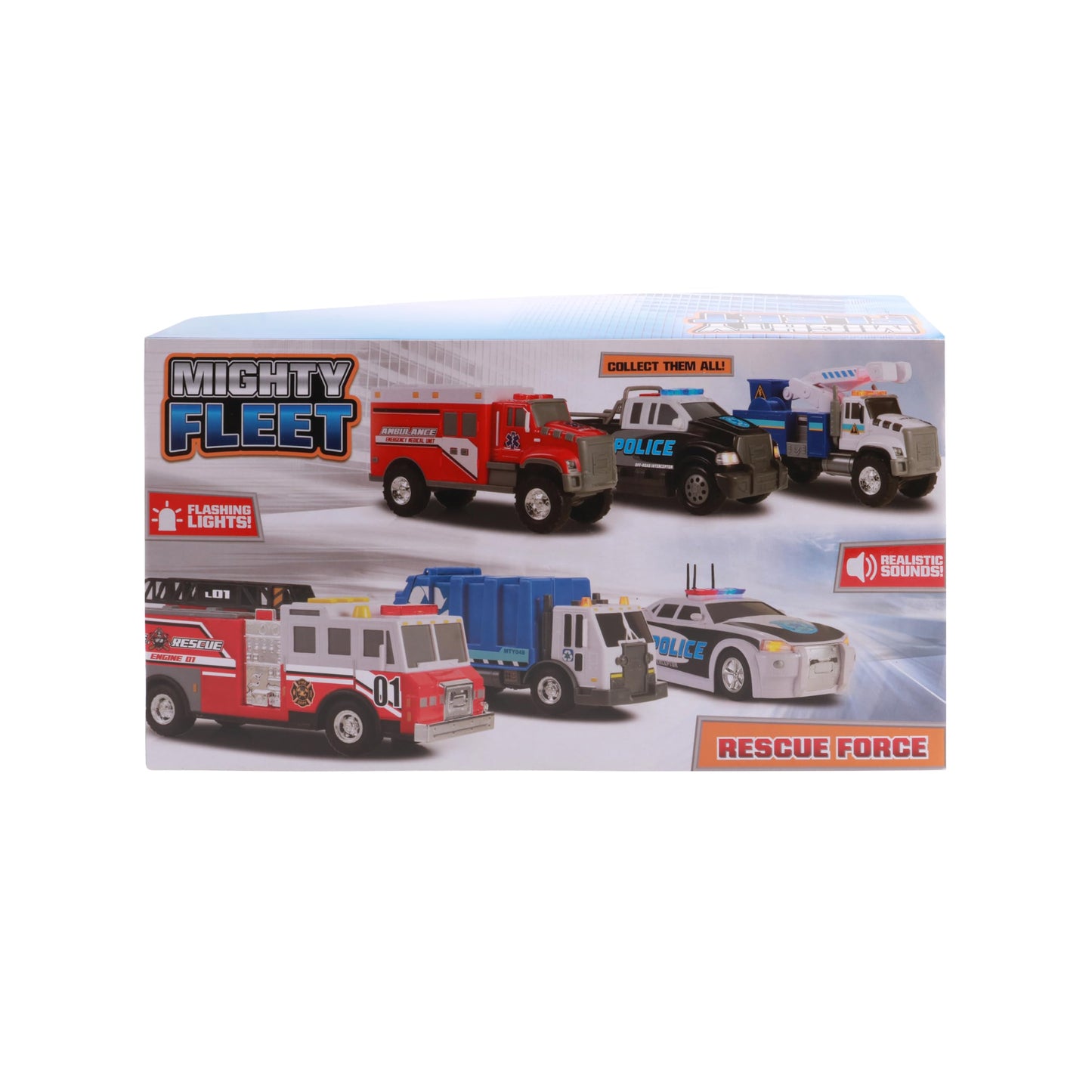 Mighty Fleet Rescue Force 12" Fire Truck Ladder Toy with Realistic Lights & Sounds, Free Wheeling Play & Working Ladder! Ages 3+