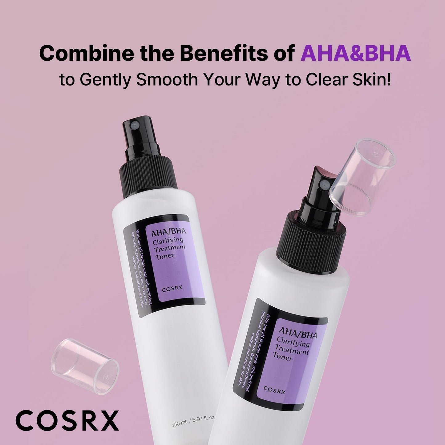 COSRX AHA/BHA Treatment Toner 5.07 fl.oz – Korean Facial Exfoliating Toner for Whiteheads, Pores & Uneven Skin, Cruelty-Free