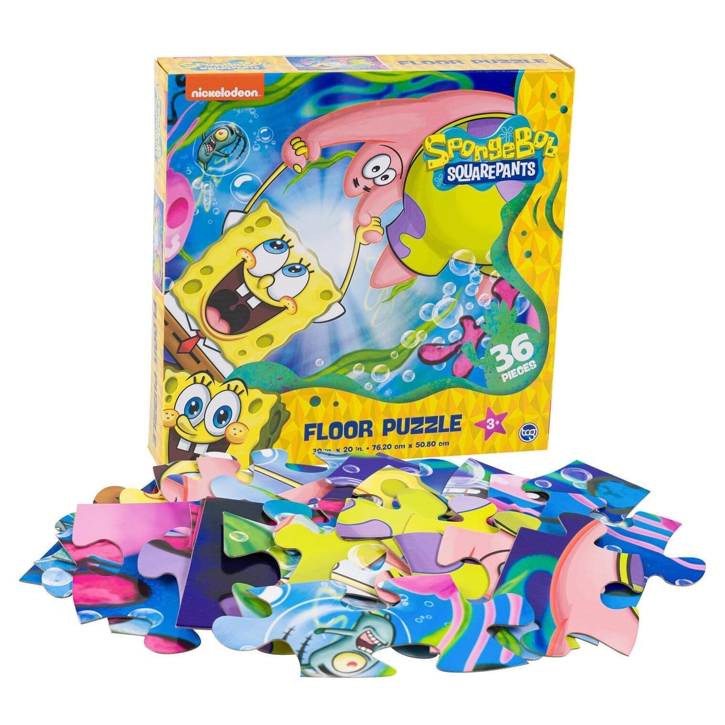 Spongebob Squarepants Floor Puzzle Set - Bundle with 36 Pc Spongebob Floor Puzzle, Stickers, More | Spongebob Toys for Kids 5-7