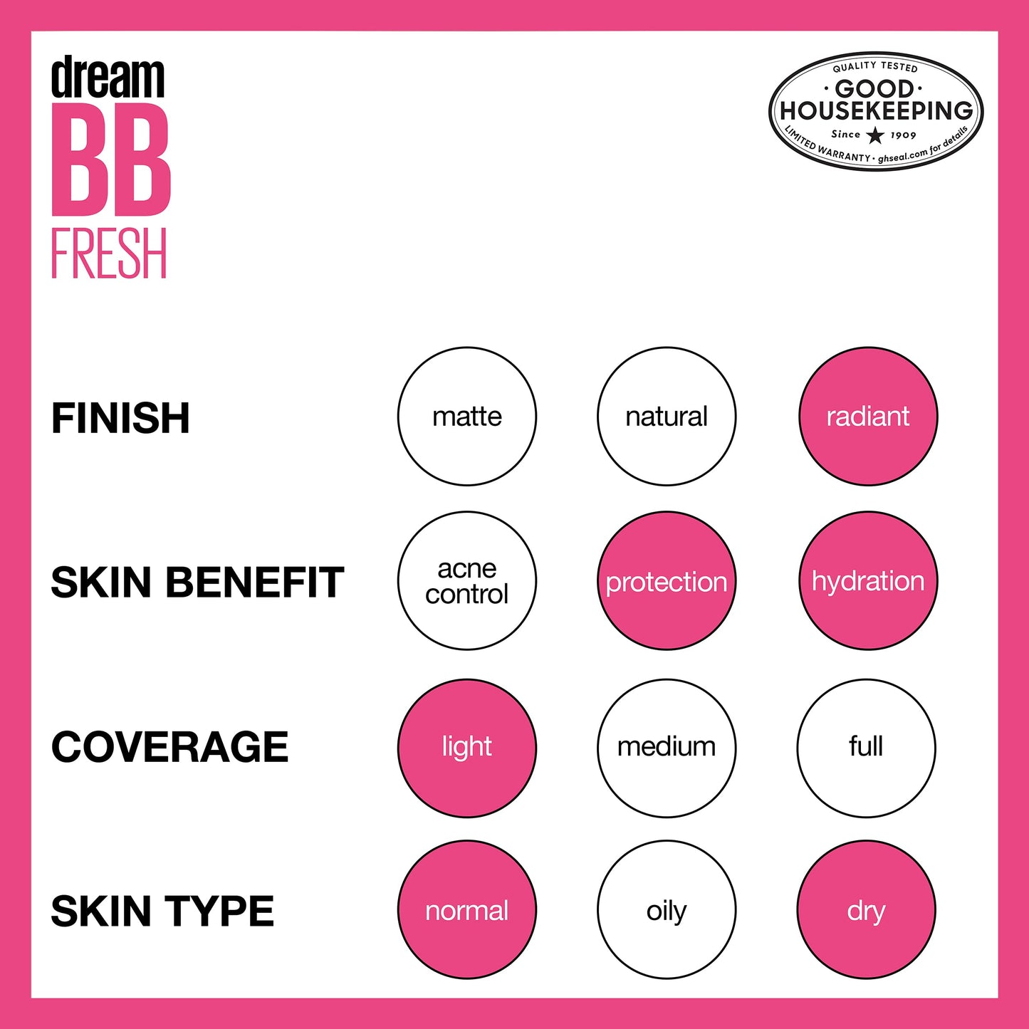 Maybelline Dream Fresh BB Cream 8-in-1 Hydrating Beauty Balm SPF 30, Sheer Tint, Oil-Free, Light/Medium, 1 fl. oz