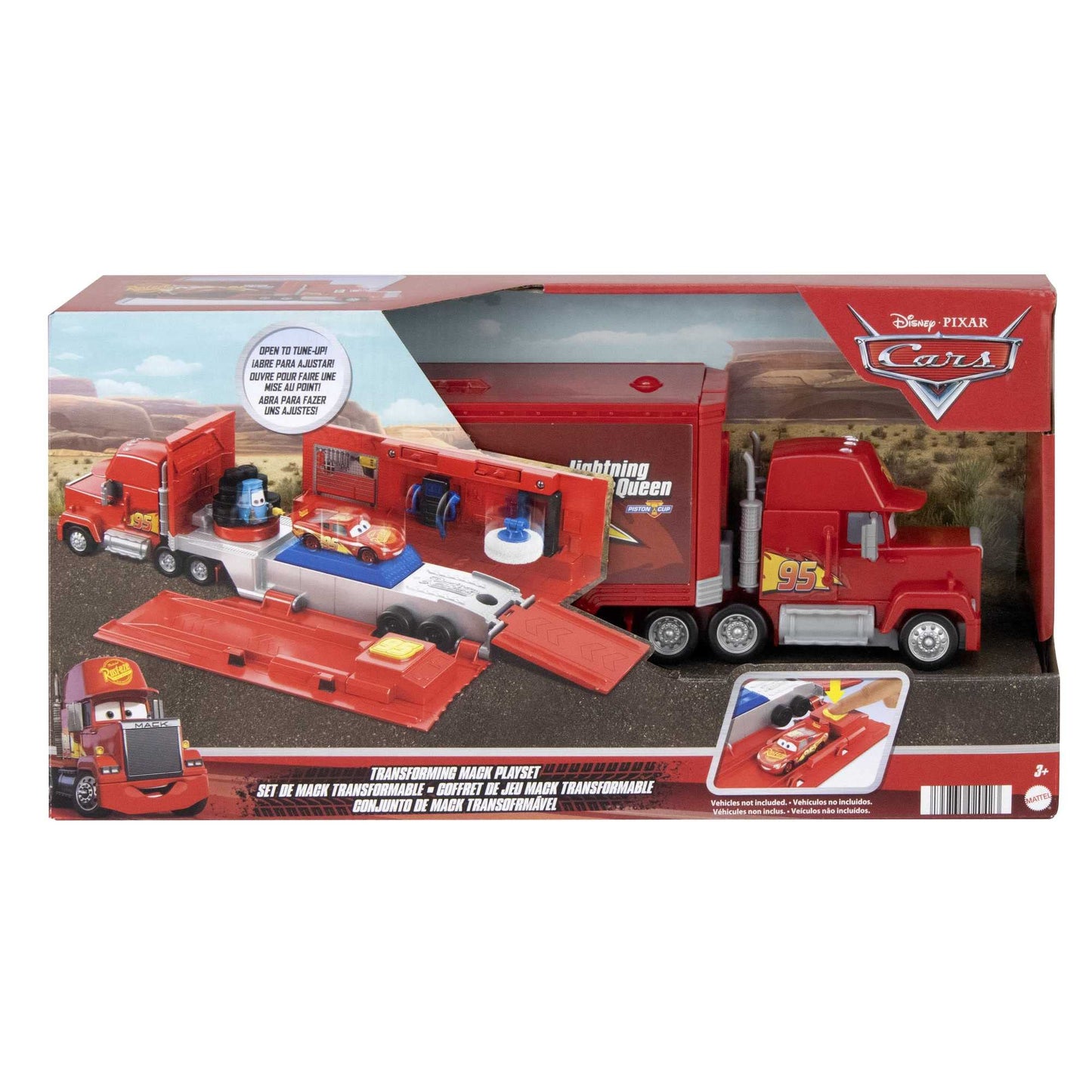 Mattel Disney Pixar Cars Transforming Mack Playset – 2-in-1 Toy Truck & Tune-Up Station with Launcher, Lift & Movie Graphics – Kids Ages 4+
