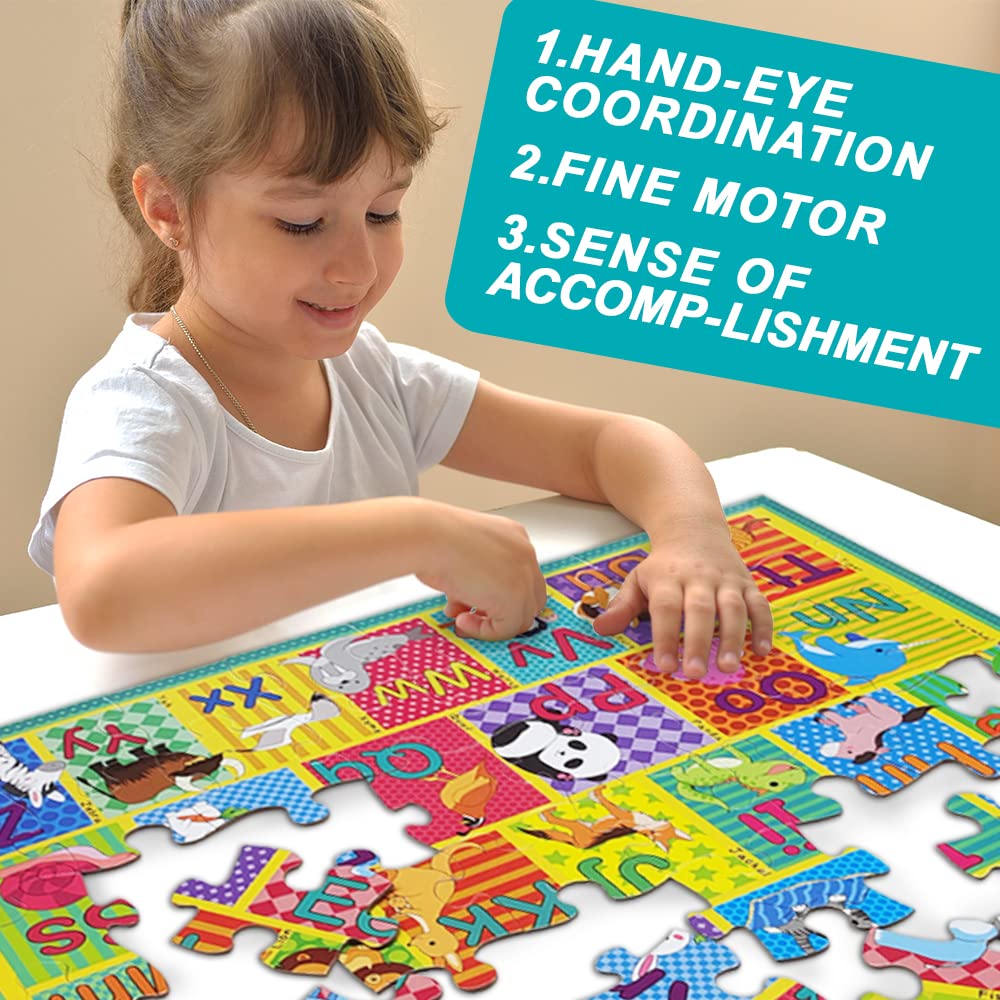 48-Piece Animal Alphabet Floor Puzzle – A-Z Learning Game with Vivid Animal Designs, Educational Toy for Toddlers & Preschool Kids Ages 3+