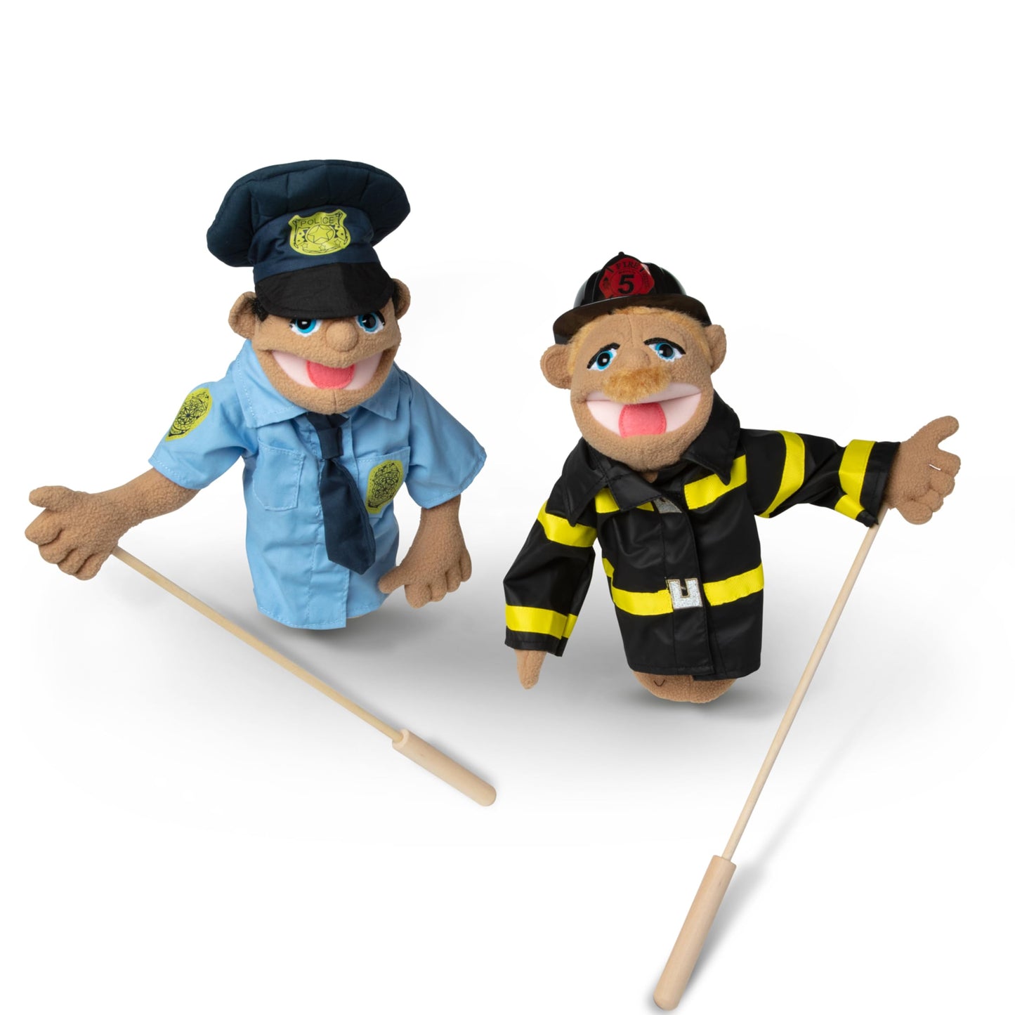 Melissa & Doug Rescue Puppet Set - Police Officer and Firefighter