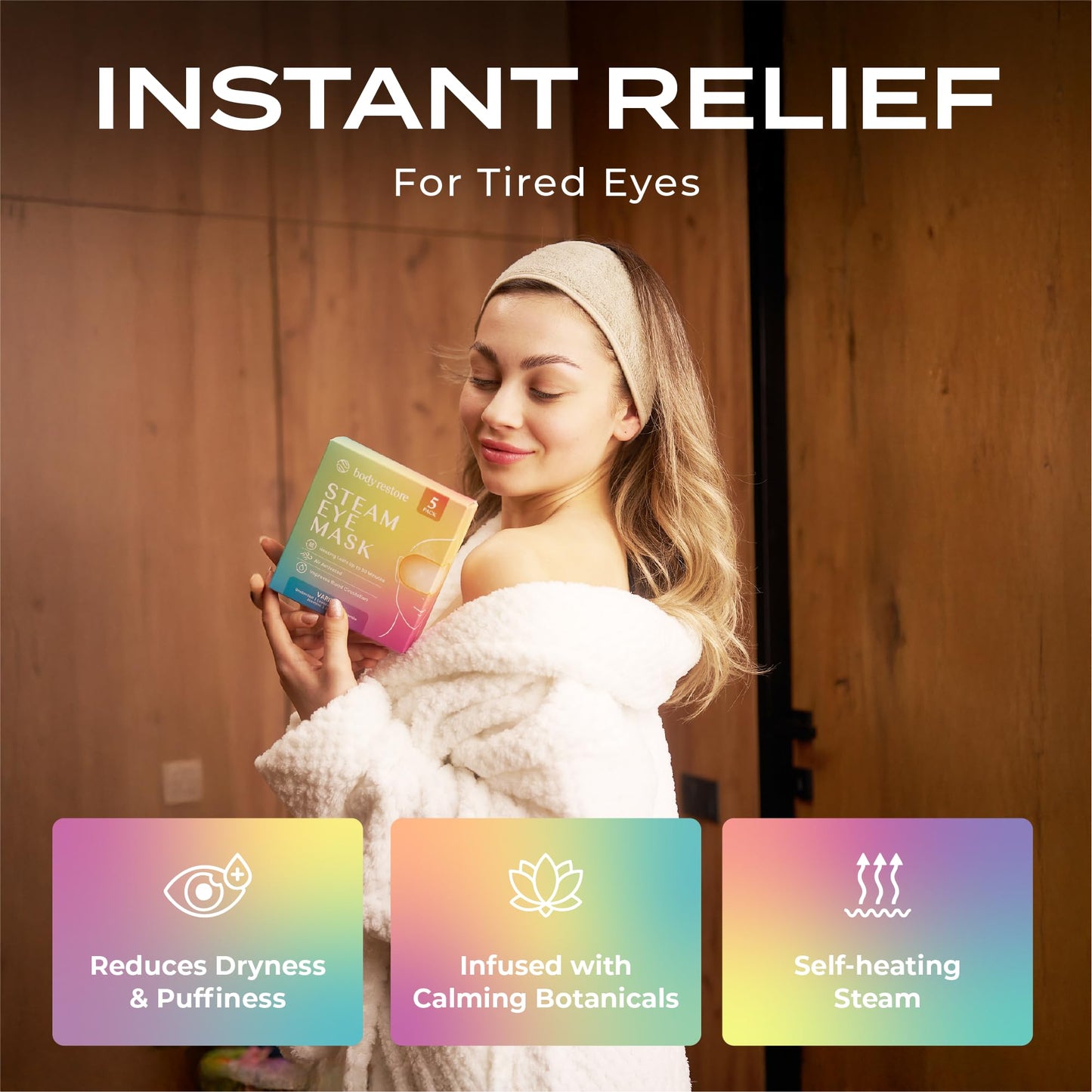 Body Restore Heated Eye Mask 5 Pack – Self-Heating Warm Compress for Dry Eyes, Relaxation, Stye Treatment, Gifts & Stocking Stuffers