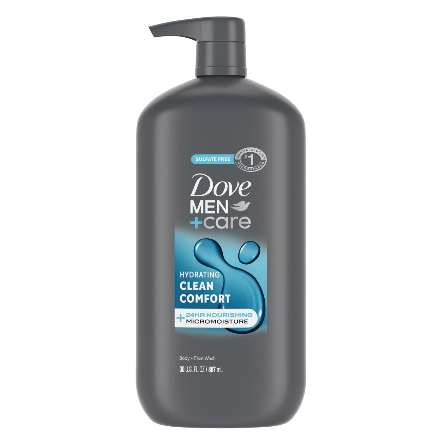 Dove Men+Care Body and Face Wash Hydrating Clean Comfort Men's Body Wash with 24-Hour Nourishing Micromoisture Technology 30 oz