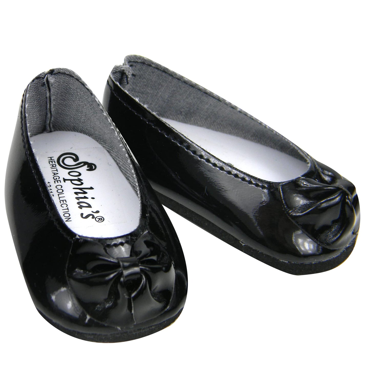Sophia's Faux Patent Leather Dress Shoes with Upper Bow Detail for 18 Inch Dolls, Black