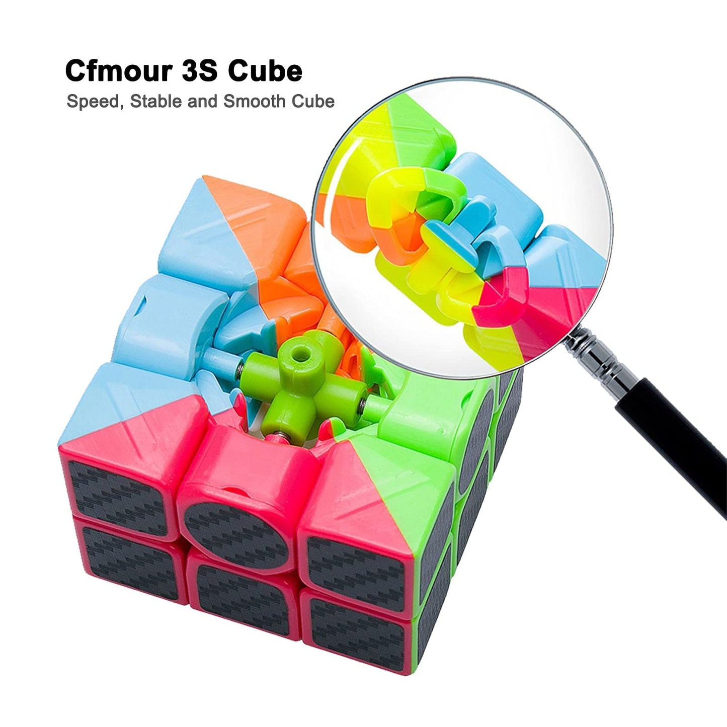 CFMOUR Original Speed Cube 3x3x3, Fast Magic Cube for Kids, Smooth Carbon Fiber Cubes, Puzzle Toys