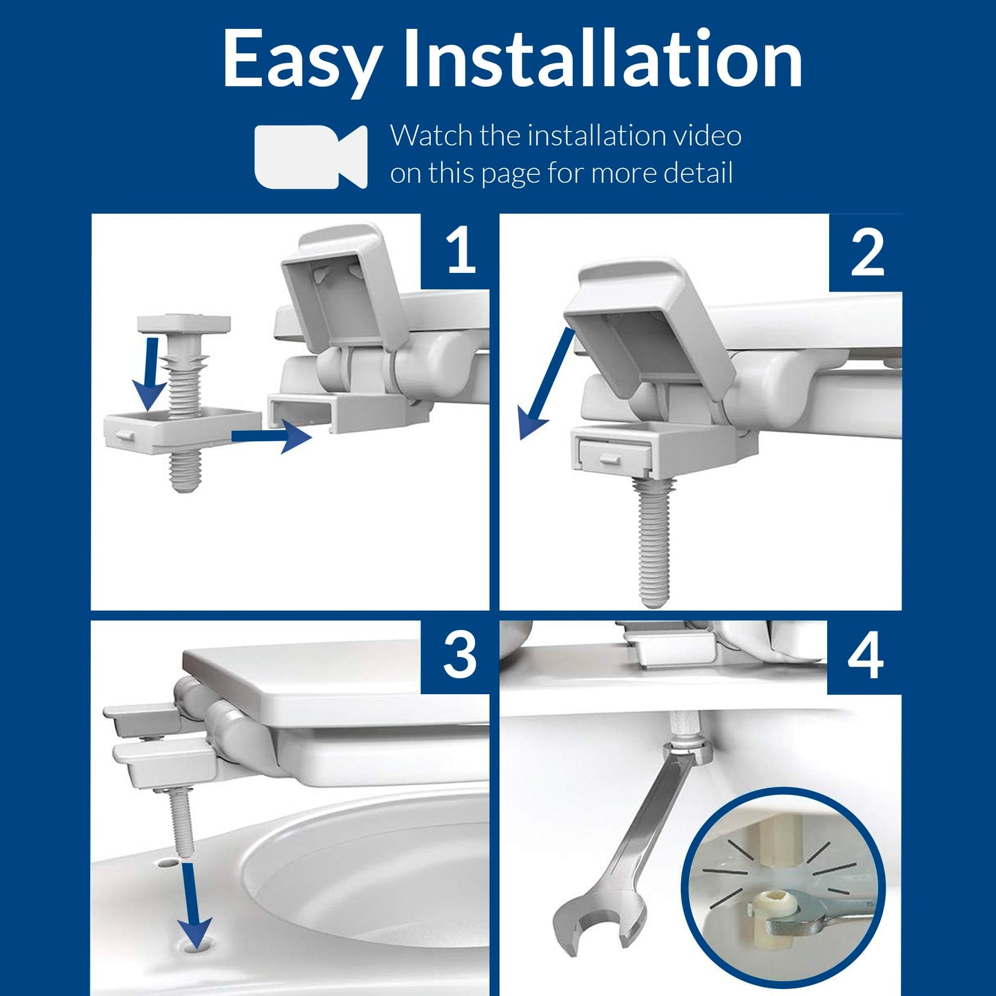Mayfair Cassel Slow Close Elongated Toilet Seat, Easy Clean & Non-Slip Premium Wood, Easy Install, Made in USA, White
