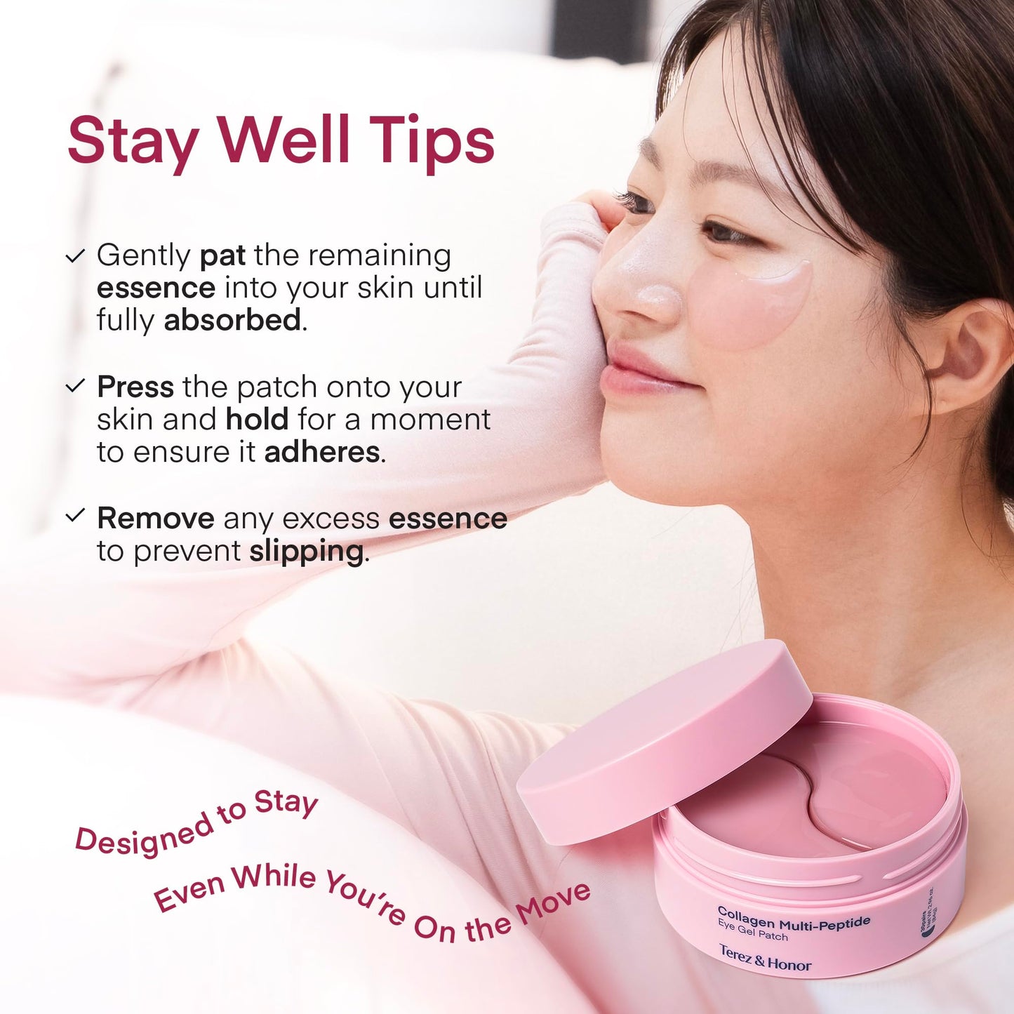 TEREZ & HONOR Peptide Collagen Under Eye Patches, 60 Hydrogel Masks for Dark Circles, Puffiness, Wrinkles & Anti-Aging Care