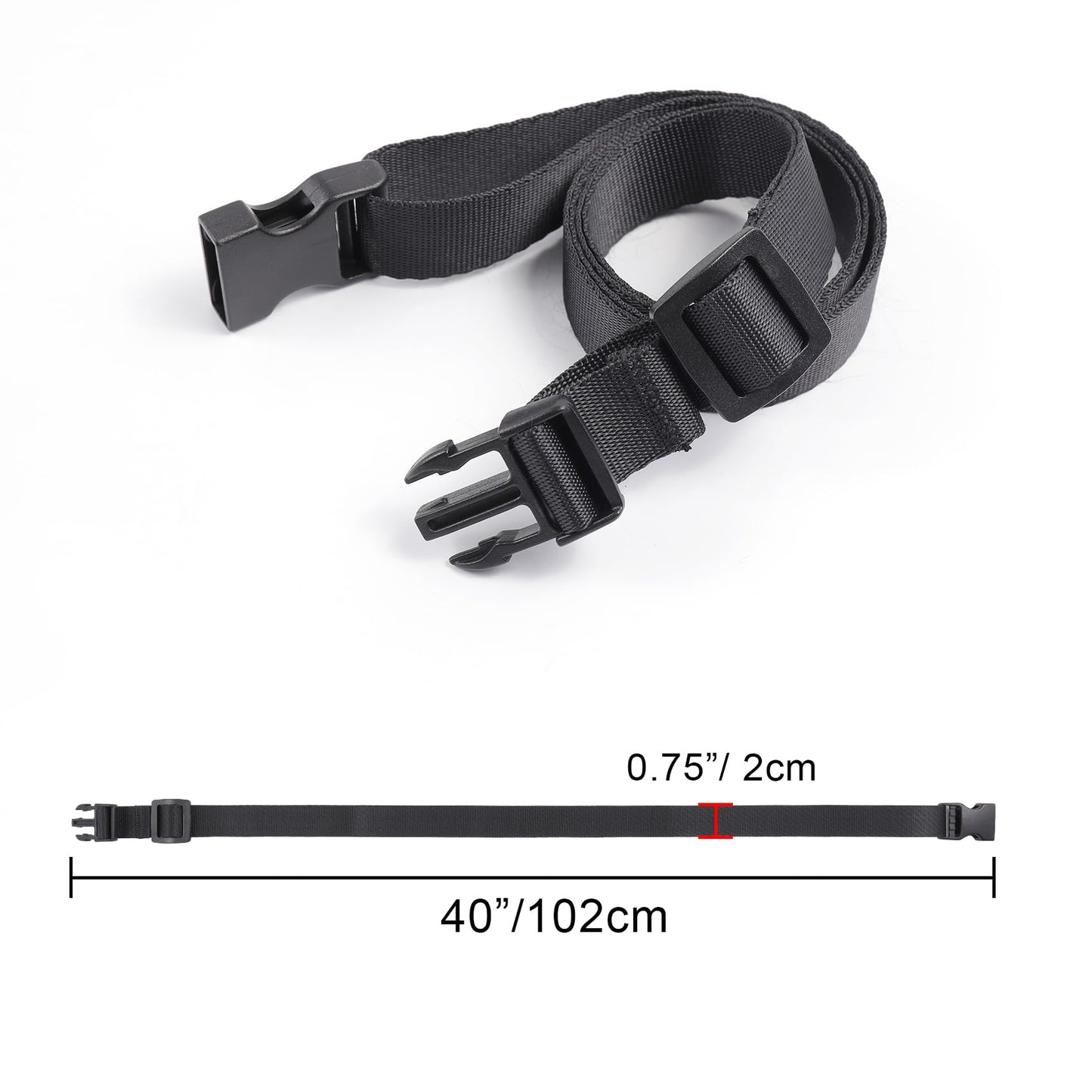 Vigorport Utility Straps 4-Pack – Adjustable Nylon Straps with Quick Release Buckle for Backpack, Travel, Camping – Black 40”