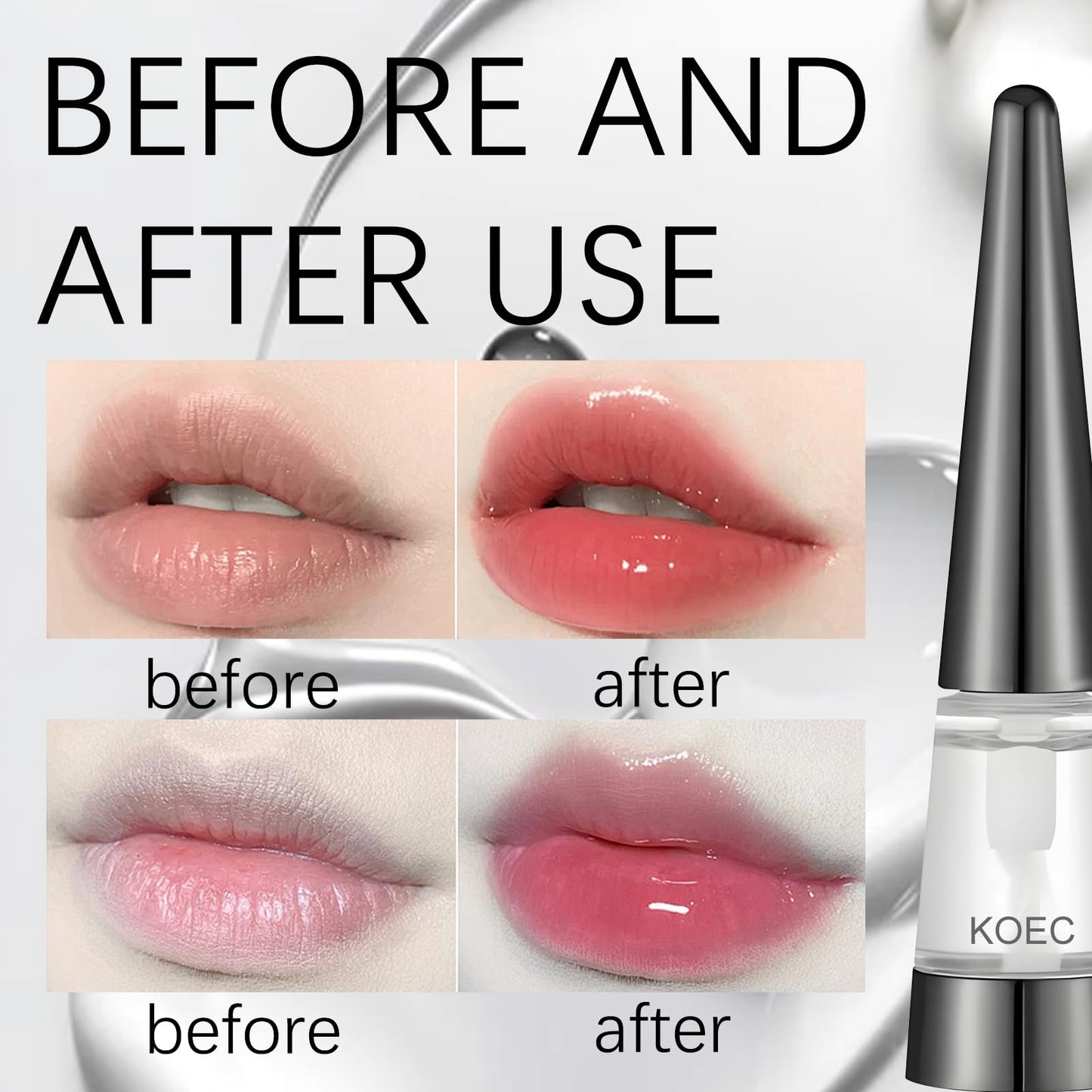 Plumping Shiny Lipstick 2-Pack – Moisturizing Transparent Lipstick with Hyaluronic Acid, Lightweight & Comfortable, 0.20 oz (6g)