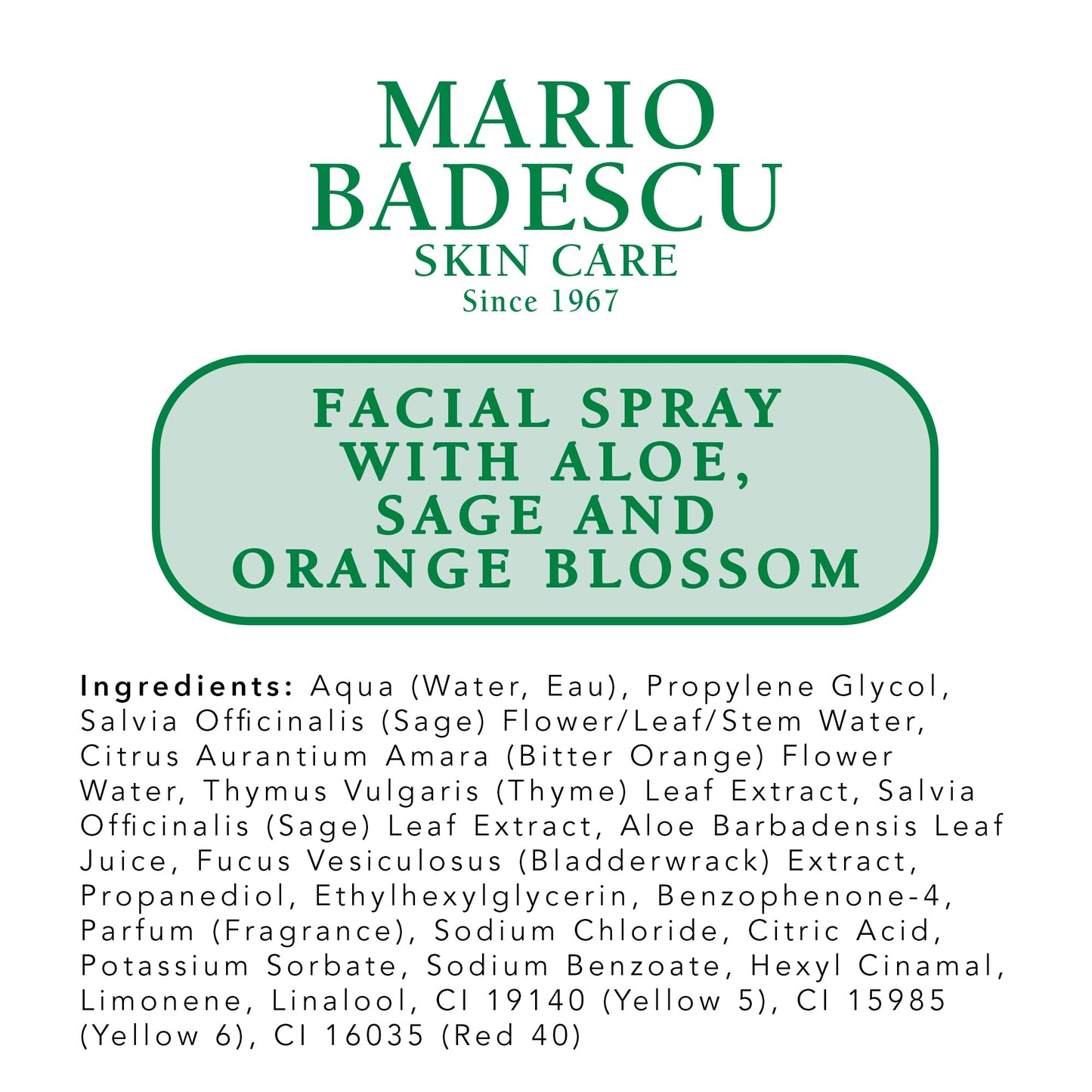 Mario Badescu Facial Spray with Aloe, Sage and Orange Blossom for All Skin Types | Face Mist that Hydrates & Uplifts | 4 FL OZ