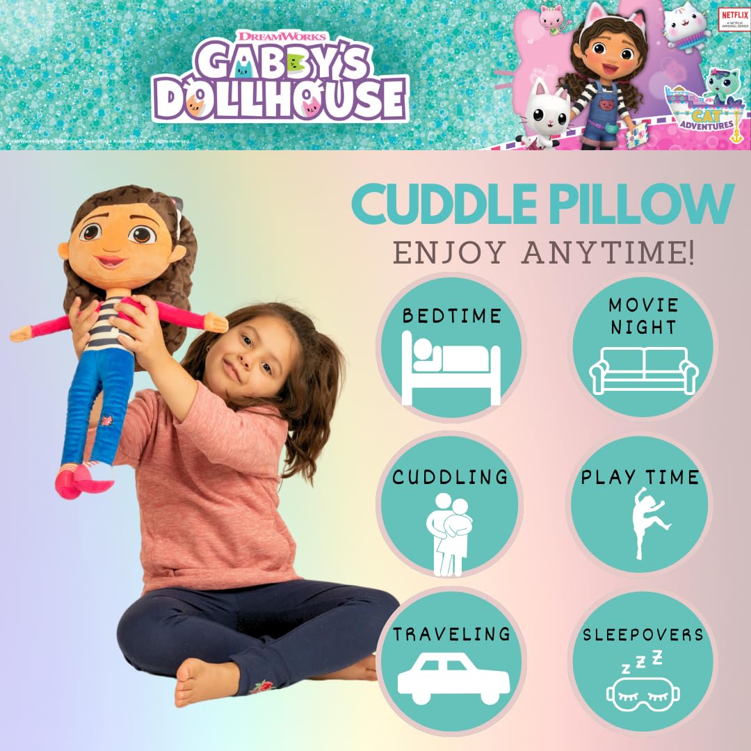 Franco DreamWorks Gabby's Dollhouse Kids Bedding Super Soft Plush Decorative Throw Cuddle Pillow, (Officially Licensed Product)