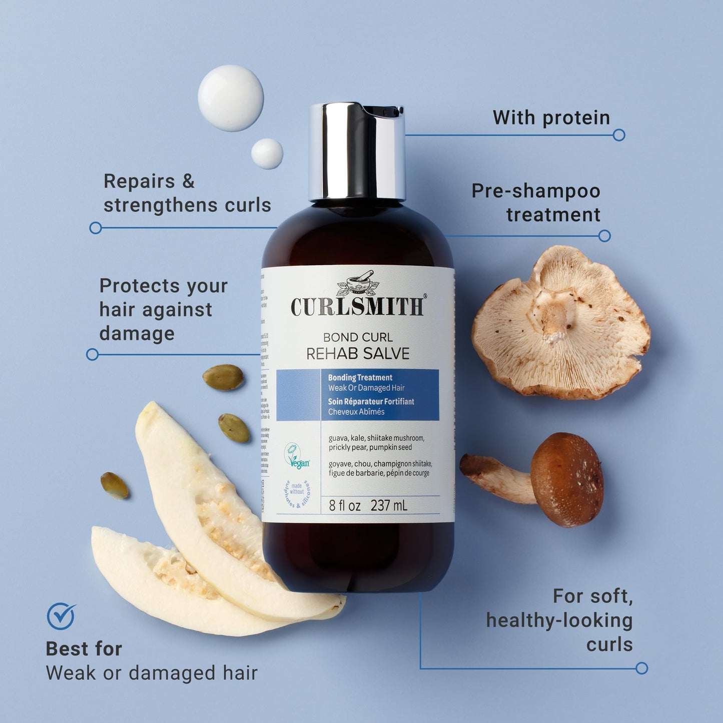 CURLSMITH - Bond Curl Rehab Salve, Bond Building Strength Treatment for Weak, Damaged Hair (8 fl oz)