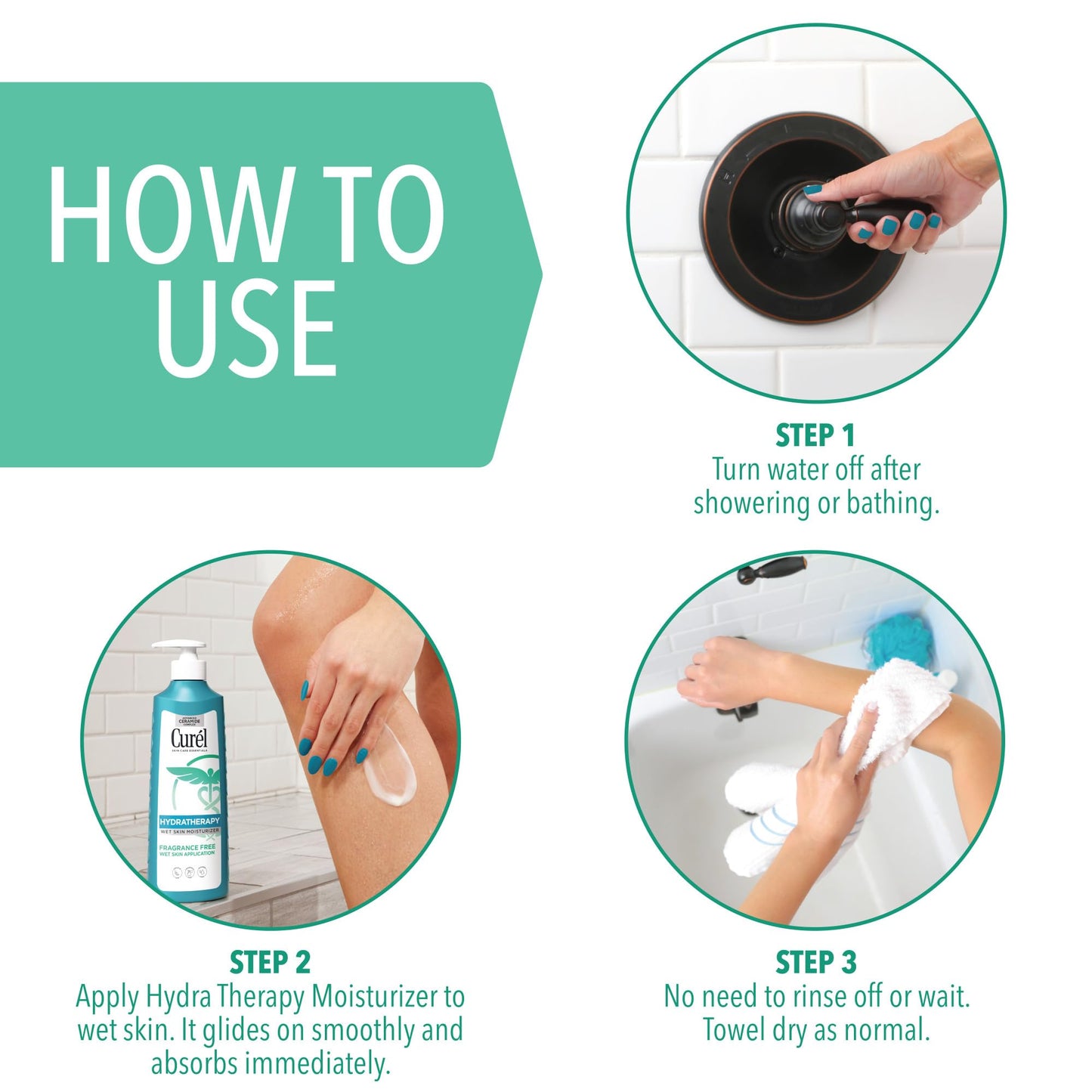 Curel Hydra Therapy In Shower Lotion, Itch Defense Body Moisturizer with Advanced Ceramide Complex, Vitamin E, & Oatmeal Extract, 12 Oz