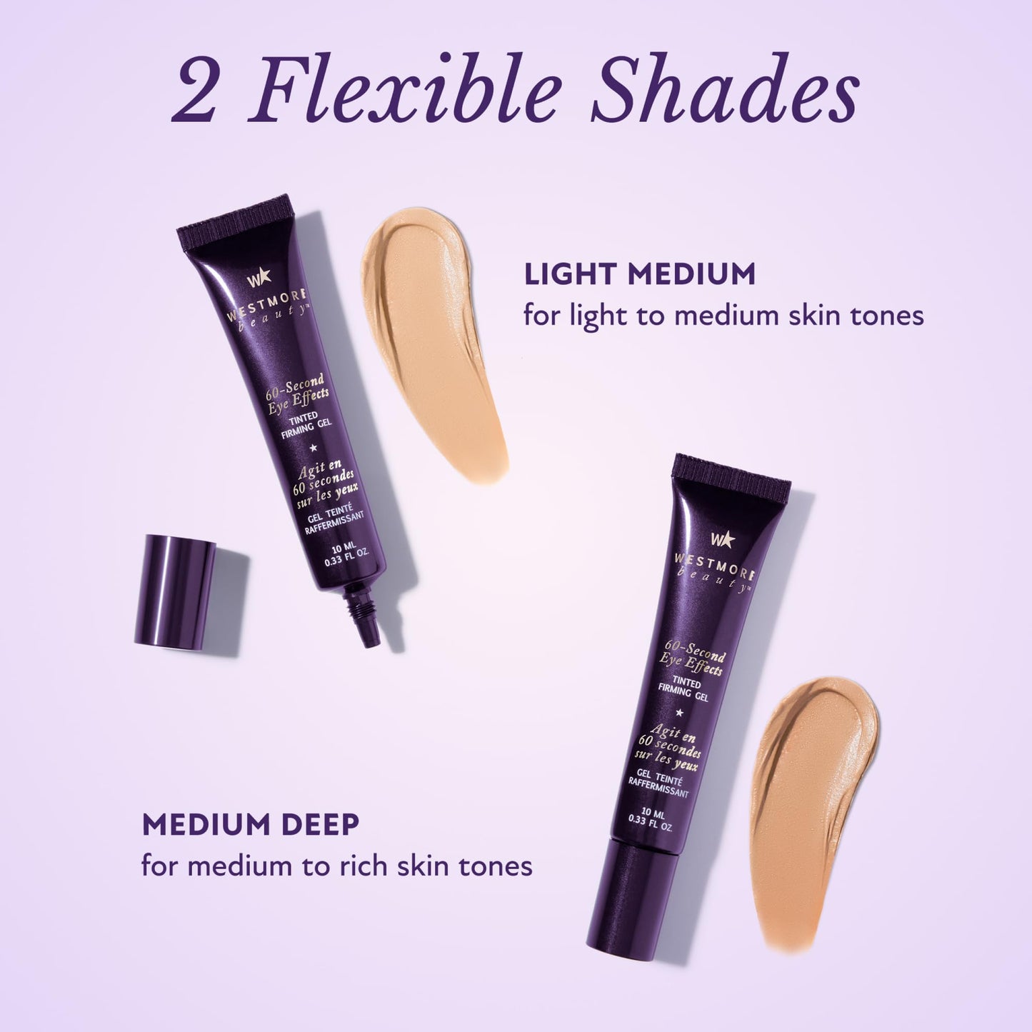 Westmore Beauty 60 Second Effects Tinted Firming Gel - Under Eye Cream For Puffiness And Bags Under Eyes - 10 mL Light to Medium - 0.33 Fl Oz