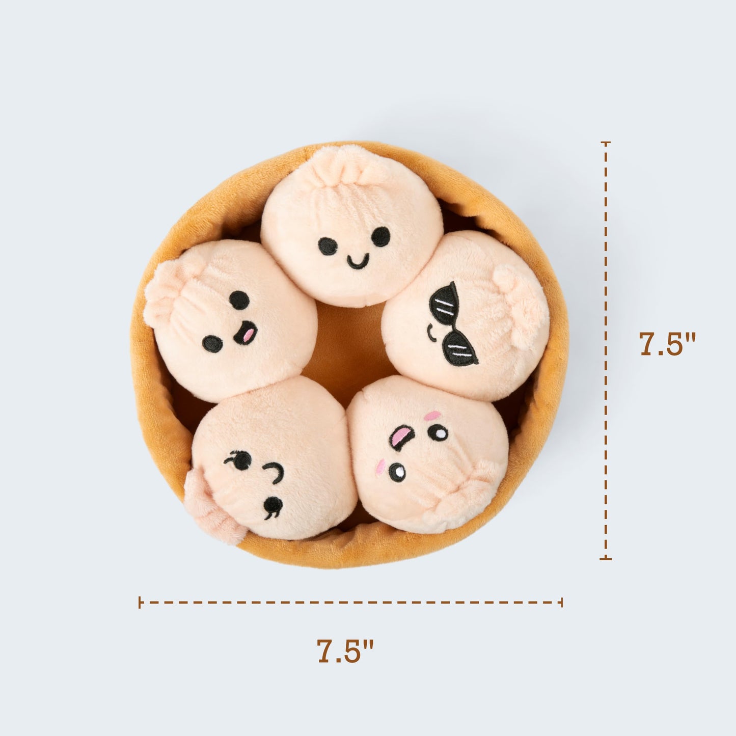 Emotional Support Dumplings – 5 Plushies with Basket, Cute Squishy Toys & Plush Animals, Perfect Gift for Loved Ones of All Ages