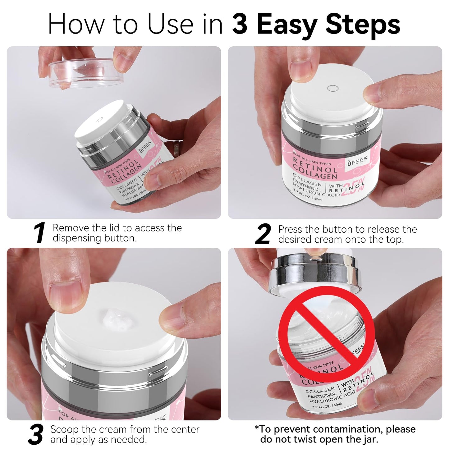 Retinol Face & Neck Moisturizer with Collagen & Hyaluronic Acid – Firming, Tightening, Anti-Wrinkle Cream for Men & Women, 1.7 oz