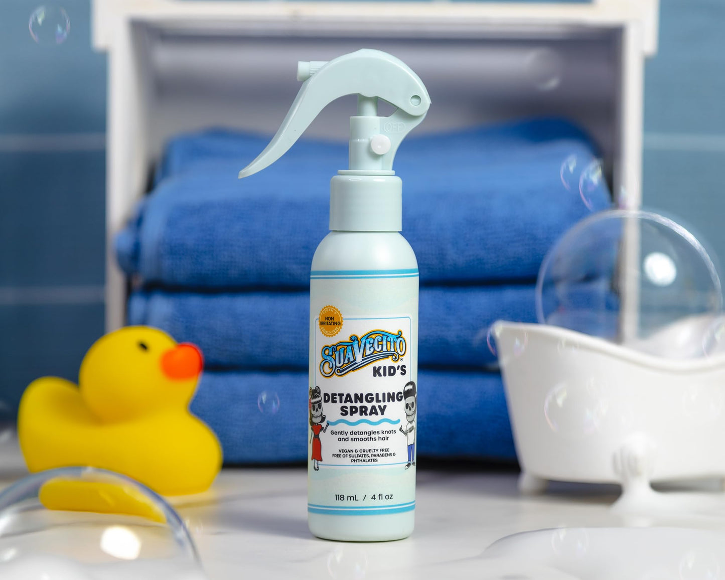 Suavecito Kid's Detangling Spray 4 oz – Gentle Plant-Based Hair Detangler with Calming Chamomile – Sulfate, Paraben & Phthalate Free, Cruelty-Free