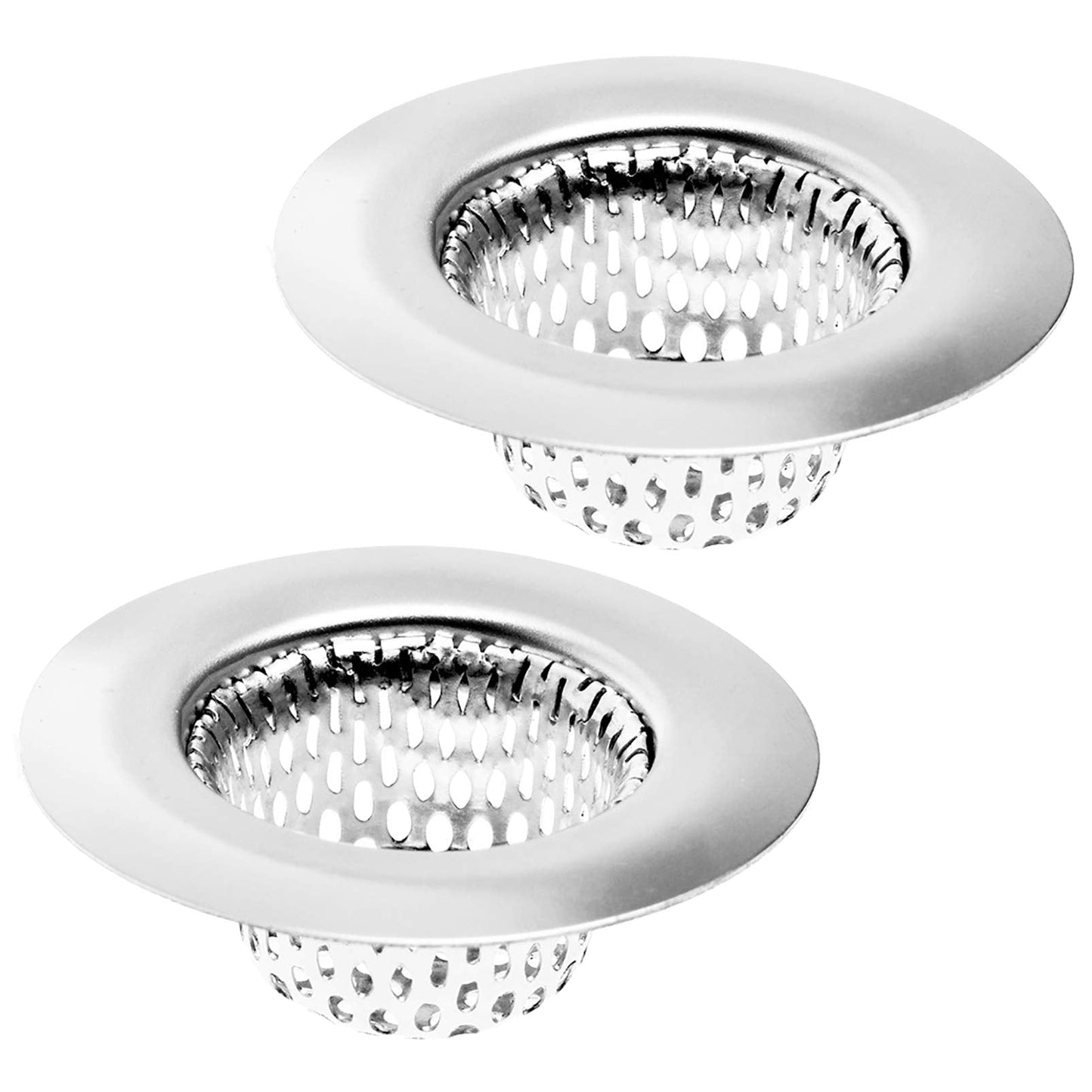 2 Pack Sink Strainer 2.25" Top, 1" Basket – Stainless Steel Hair Catcher for Bathroom, Utility, RV, Laundry – Hilltop Products