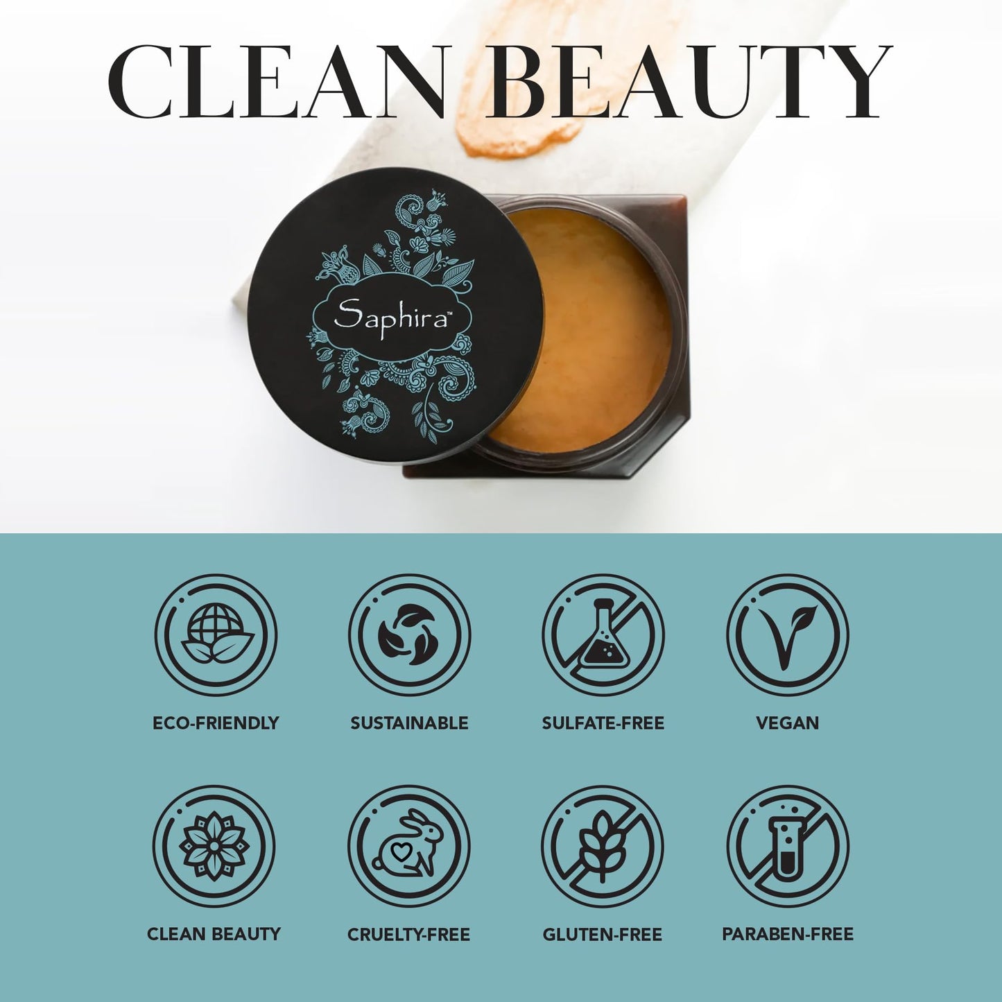 Saphira Mineral Mud Hair Mask, 34oz – Deep Repair for Dry, Damaged, Color-Treated Hair, Hydrates, Adds Shine, Sulfate & Paraben-Free