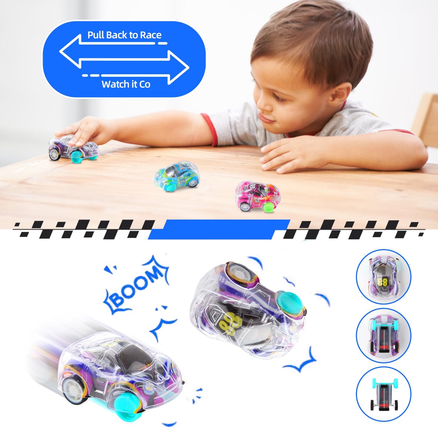 Benzem 50-Piece Mini Pull-Back Cars Set – Bulk Racing Vehicles for Kids, Party Favors, Classroom Prizes, Pinata Fillers & Goodie Bag Toys