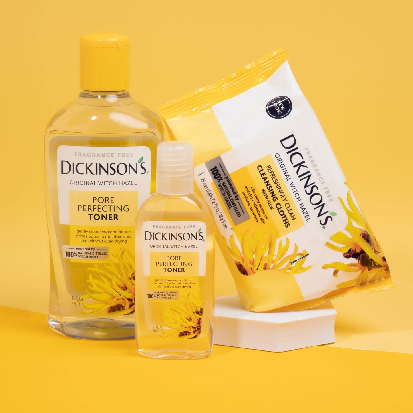 Dickinson's Witch Hazel Cleansing Cloths with Aloe – 100% Natural, Extra-Large, Refreshes & Cleans Skin, 25 Cloths Pack