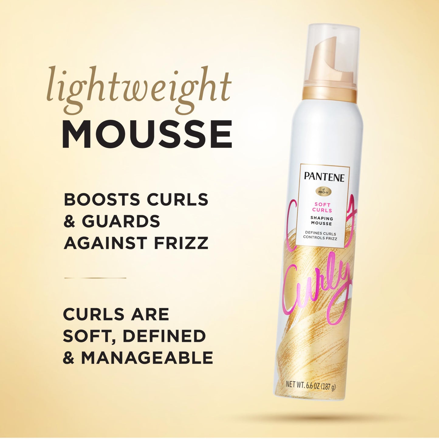 Pantene Curl Mousse For Curly Hair, Tames Frizz for Soft Touchable Curls, 6.6 Oz Each (Pack of 3)