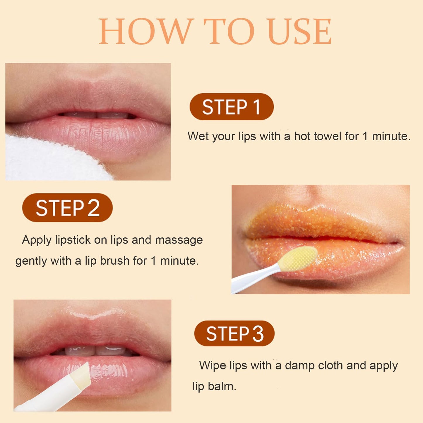 Turmeric Lemon Lip Scrub & Balm Set with Brush – 3PCS Natural Exfoliator & Moisturizer for Dark, Dry, Chapped Lips