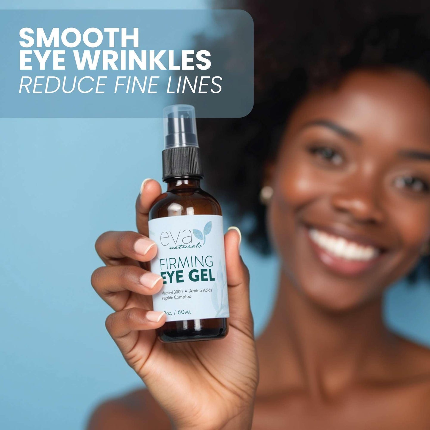 Eva Naturals Eye Gel – Anti-Aging Under Eye Treatment with Peptides, Hyaluronic Acid & Botanicals for Dark Circles, Puffiness & Wrinkles, 2 oz