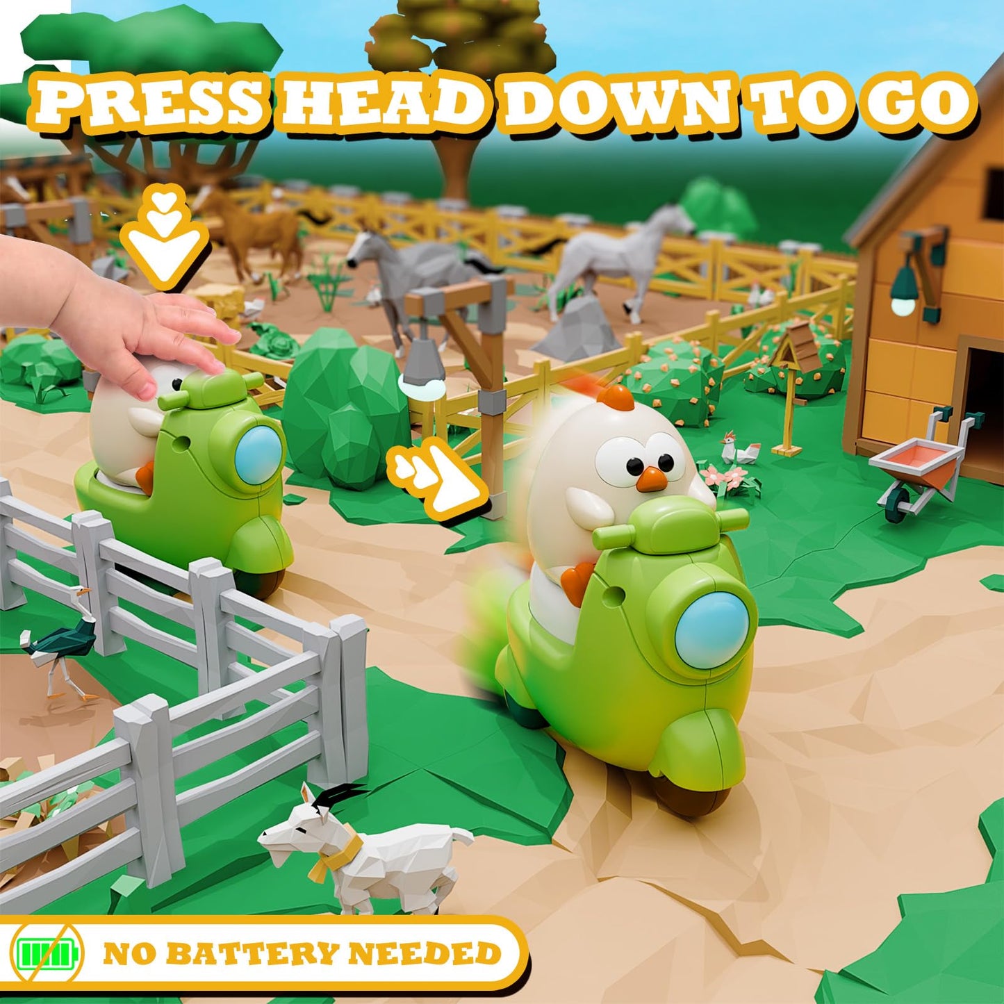 Hydrathy 4-Pack Press & Go Animal Cars for Toddlers 1-3, Dinosaur Push Toys for Boys & Girls, Safe Baby Vehicles for Birthday & Christmas