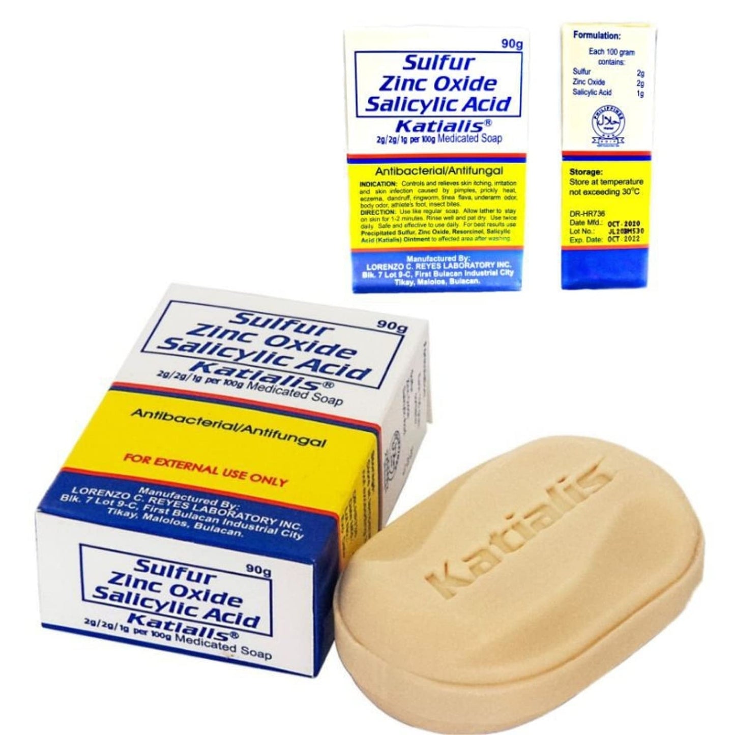 KATIALIS SOAP Sulfur Zinc Oxide Salicylic Acid Anti Fungal Anti Bacterial Soap 90 grams