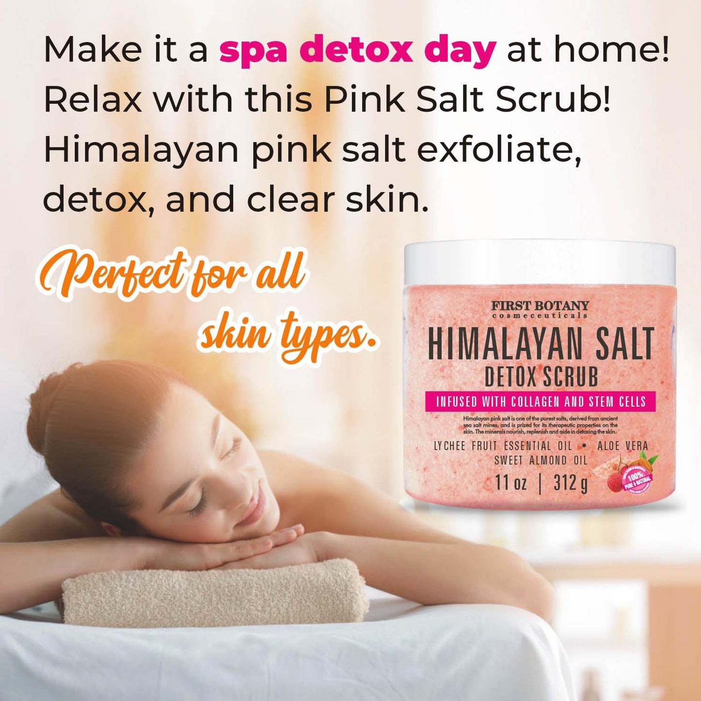 First Botany Himalayan Salt Body Scrub & Face Souffle – Natural Exfoliating, Moisturizing, Fights Acne, Cellulite, Wrinkles & Scars