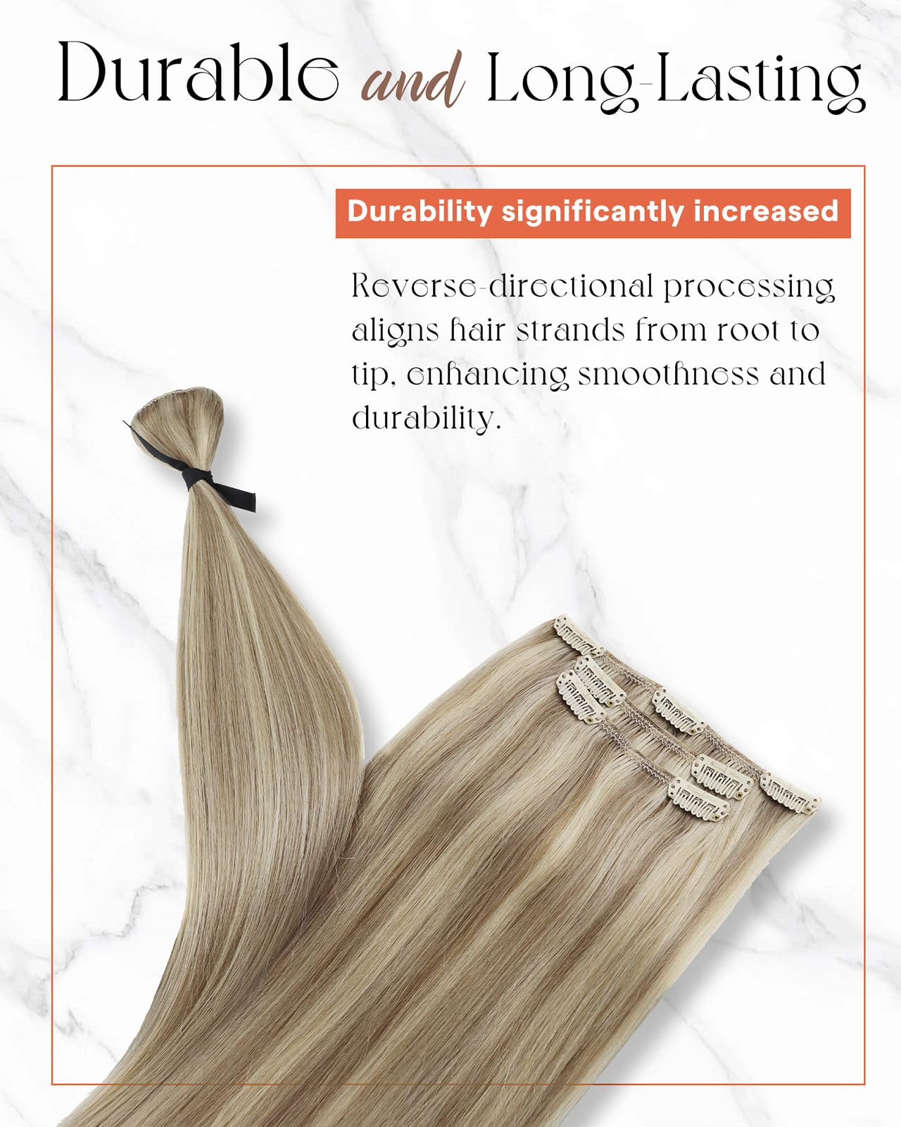 Sunny Clip-in Human Hair Extensions – 18" Straight Remy Real Hair, Golden Blonde with Light Blonde Highlights, Soft, Natural & Easy to Style