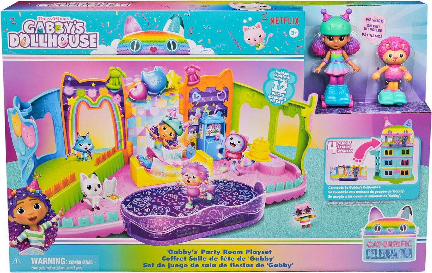 Gabby's Dollhouse, Party Room Playset with Exclusive Toy Figures, Dollhouse Furniture, Accessories & Fidget Play, Kids Toys for Girls and Boys Ages 3+