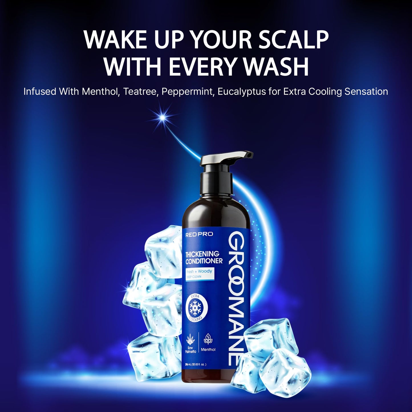 RED Pro GROOMANE Men’s Hair Conditioner with Biotin & Caffeine – Thickening, Anti-Hair-Loss, Scalp Moisturizer & Menthol Cooling, 12oz