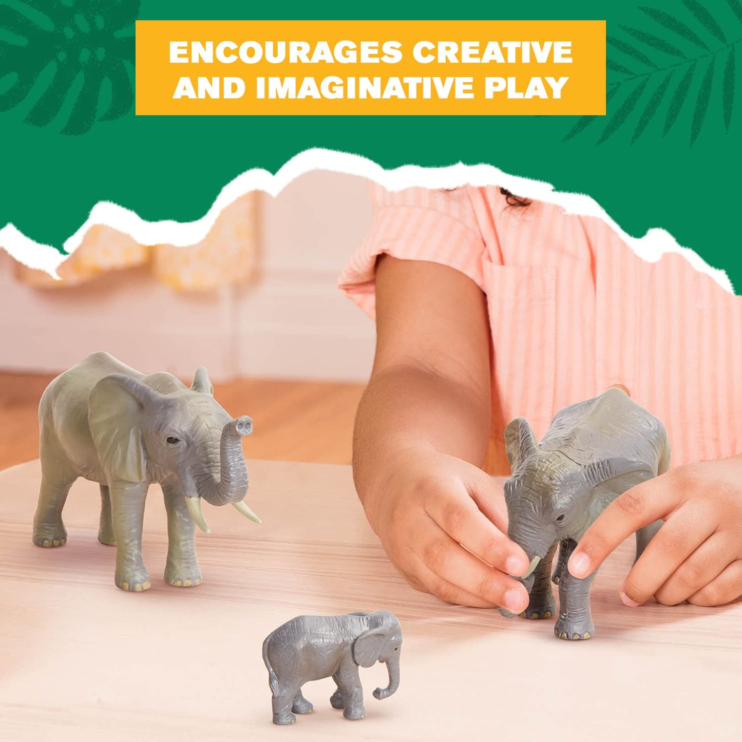 Terra by Battat – 4-Piece African Elephant Toy Set – Realistic Safari Animal Figures for Kids 3+, Gifts & Baby Shower Decor