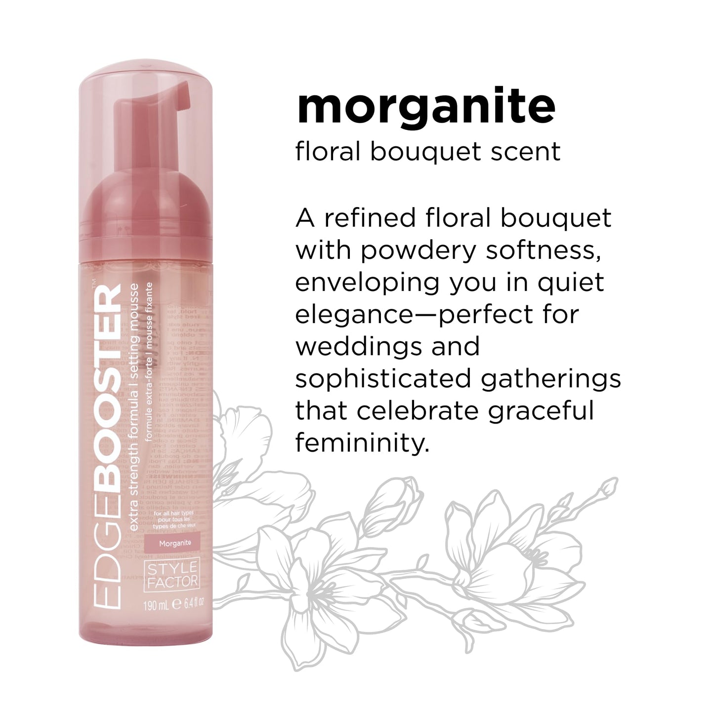 Style Factor EDGE BOOSTER Extra Strength Setting Mousse Travel Size โ Frizz Control, Extra Volume, and Conditioning โ 2.5oz Morganite Mousse for Curly Hair