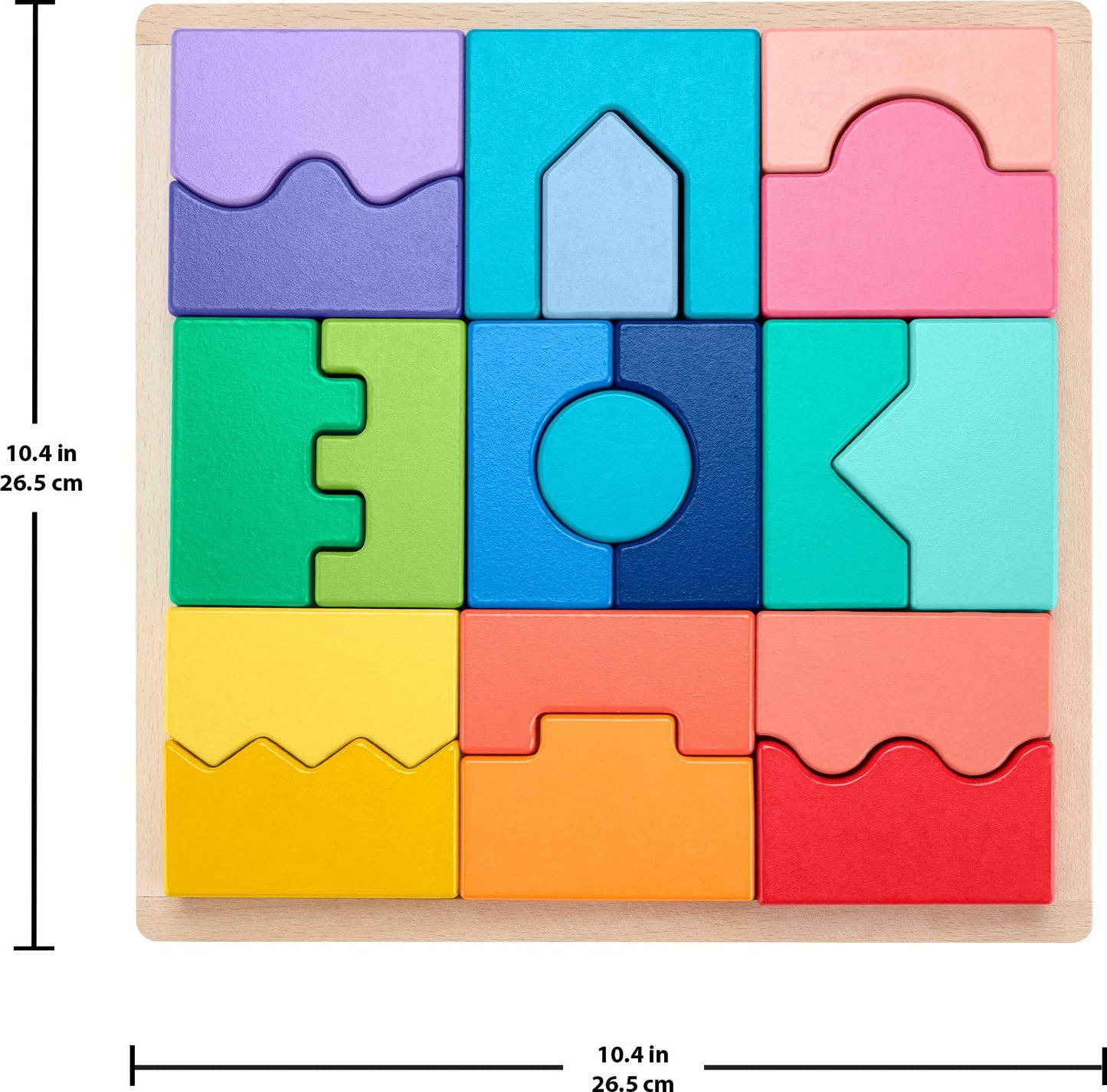 Fisher-Price Wood Toddler Toy Interlocking Blocks Stacking Jigsaw Puzzle with 20 Wooden Pieces for Kids Ages 18+ Months