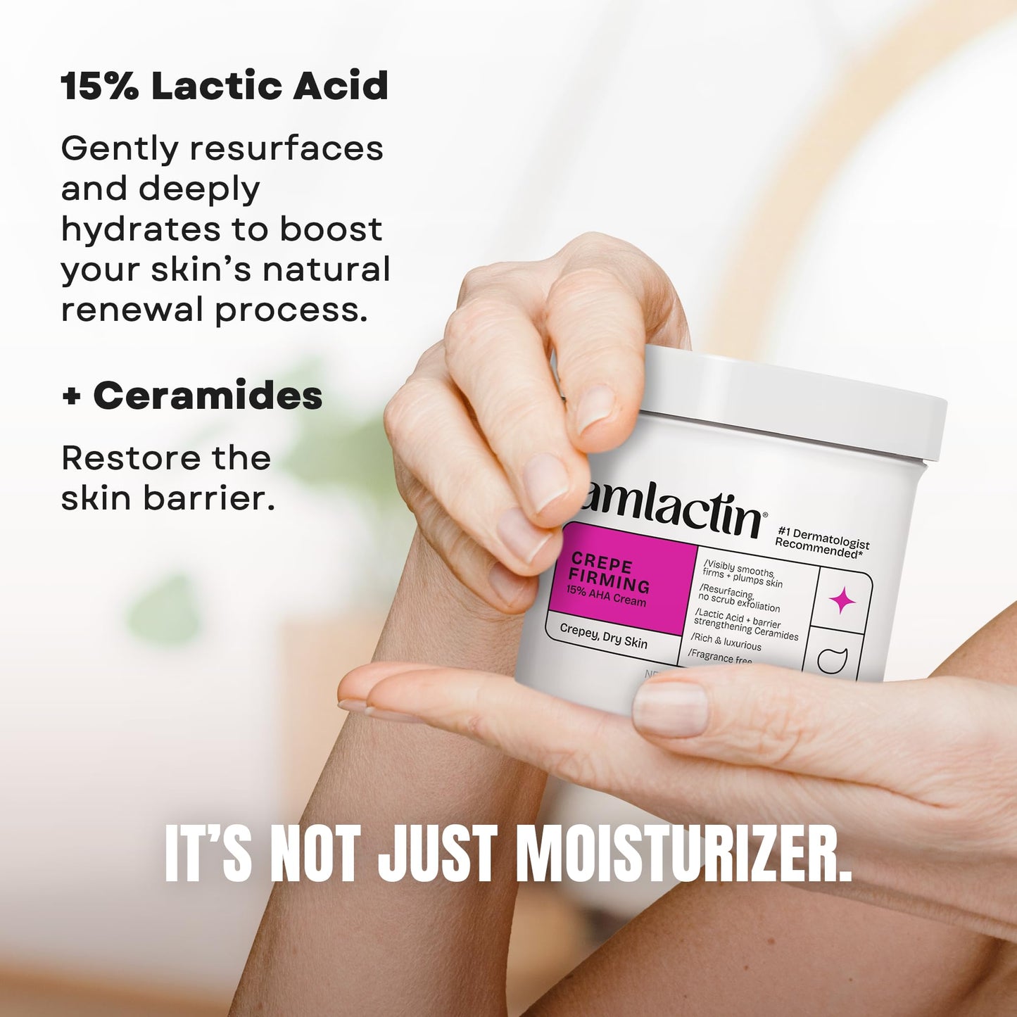 AmLactin Crepe Firming Cream - 12 oz Body Cream with 15% Lactic Acid - Exfoliator and Moisturizer for Crepey, Dry Skin (Packaging May Vary)