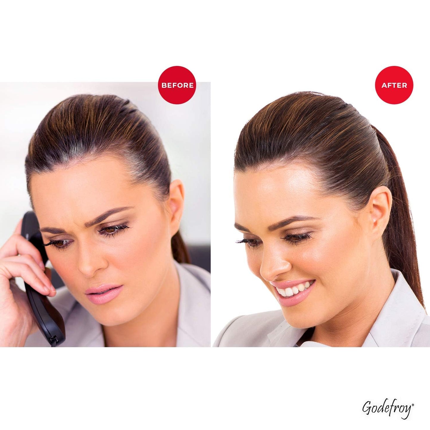 Godefroy Hair Color Tint Kit Medium Brown – 100% Gray Coverage, 20 Applications, Long-Lasting Root Touch-Up, Pre-Measured Capsules, Salon Results